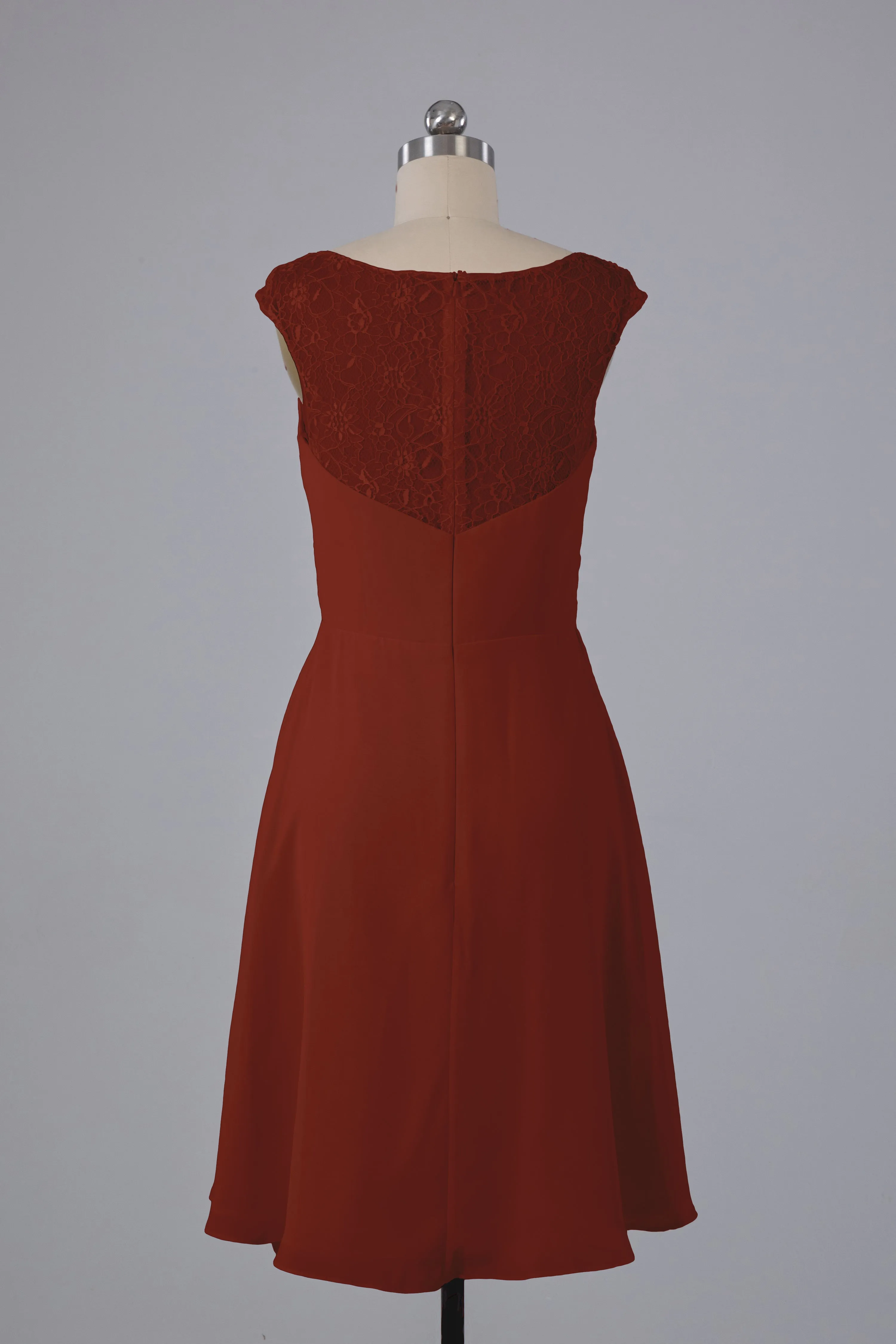 Simple Knee Length V-Neck Chiffon Bridesmaid Dresses
