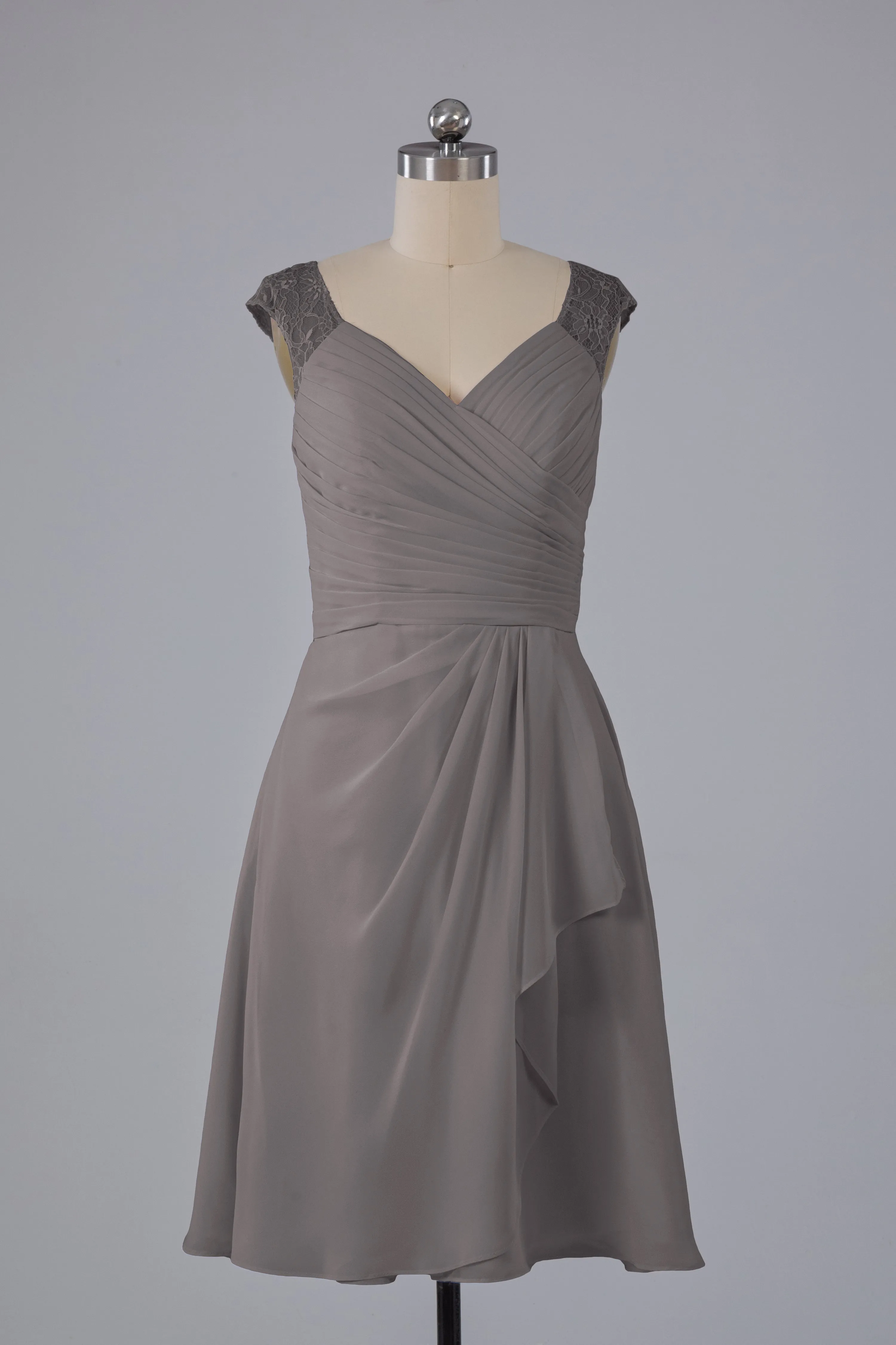 Simple Knee Length V-Neck Chiffon Bridesmaid Dresses