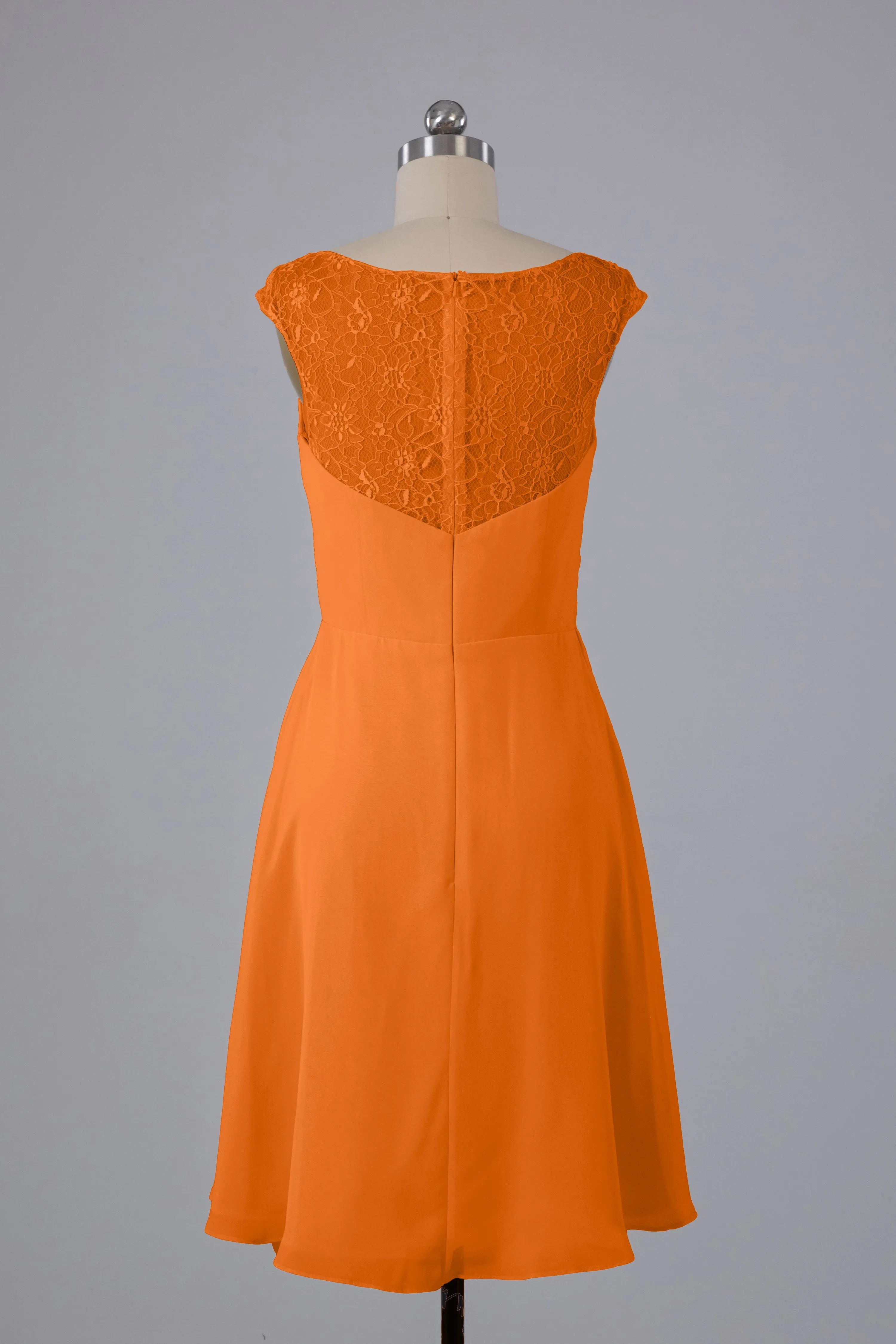 Simple Knee Length V-Neck Chiffon Bridesmaid Dresses