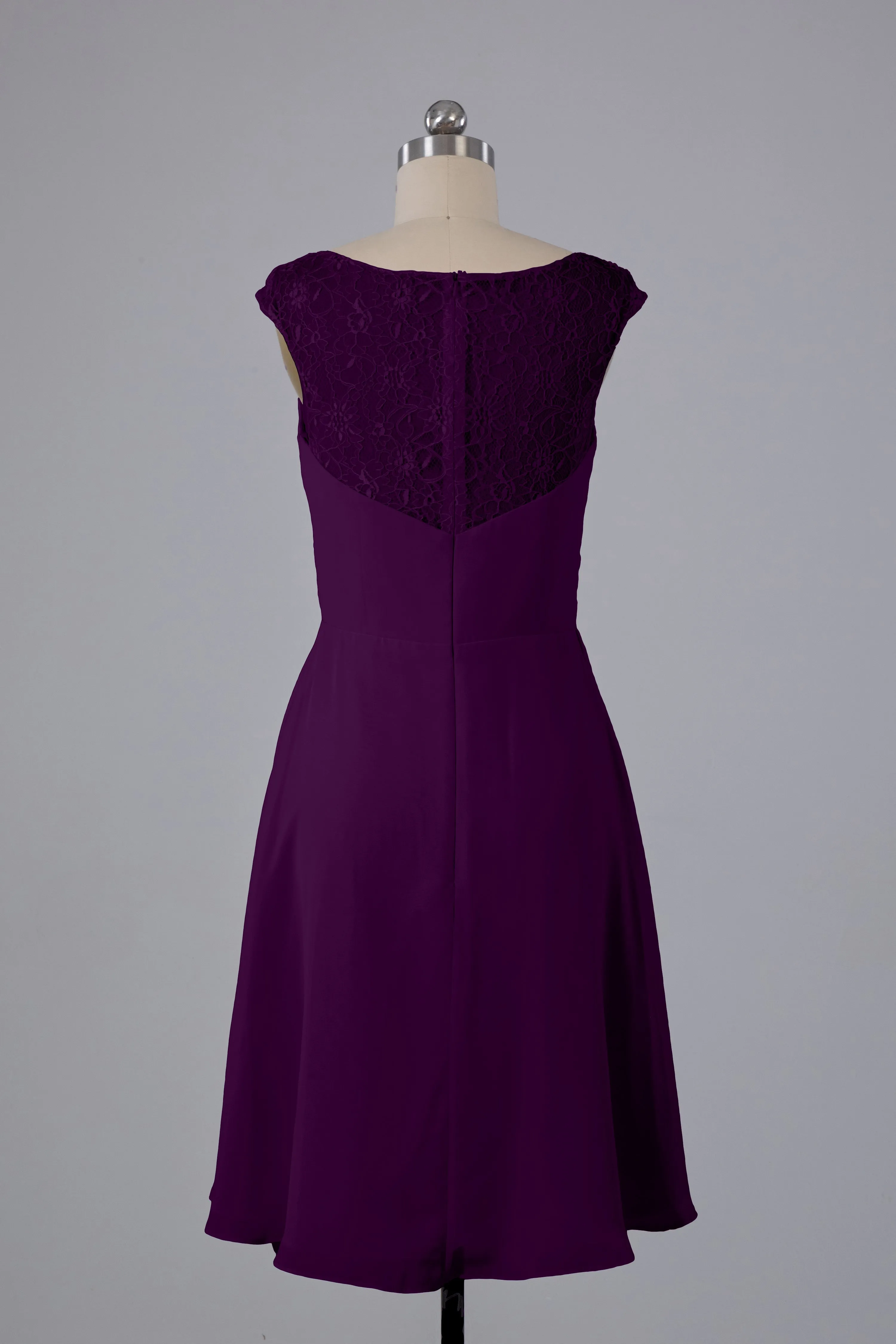Simple Knee Length V-Neck Chiffon Bridesmaid Dresses