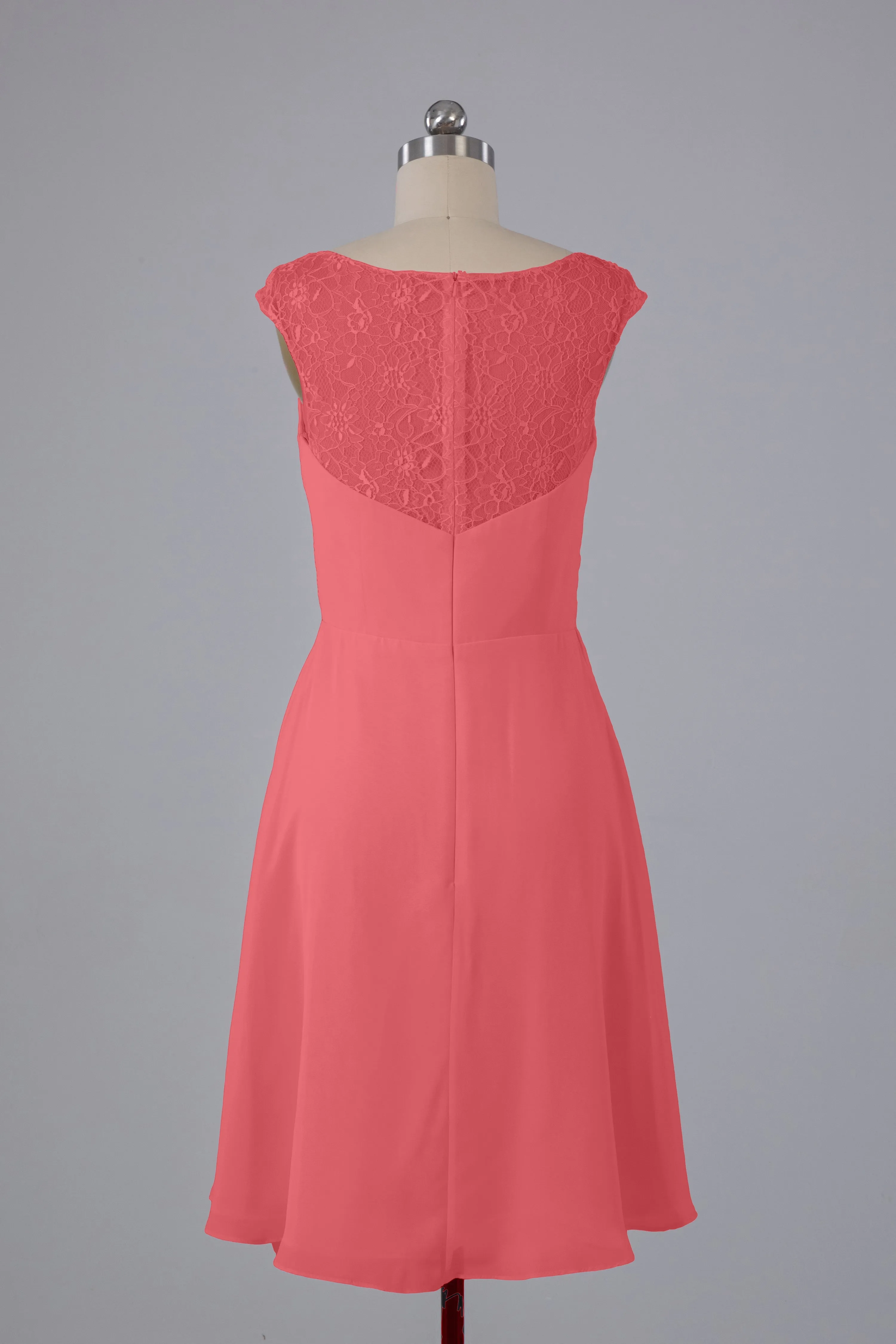 Simple Knee Length V-Neck Chiffon Bridesmaid Dresses