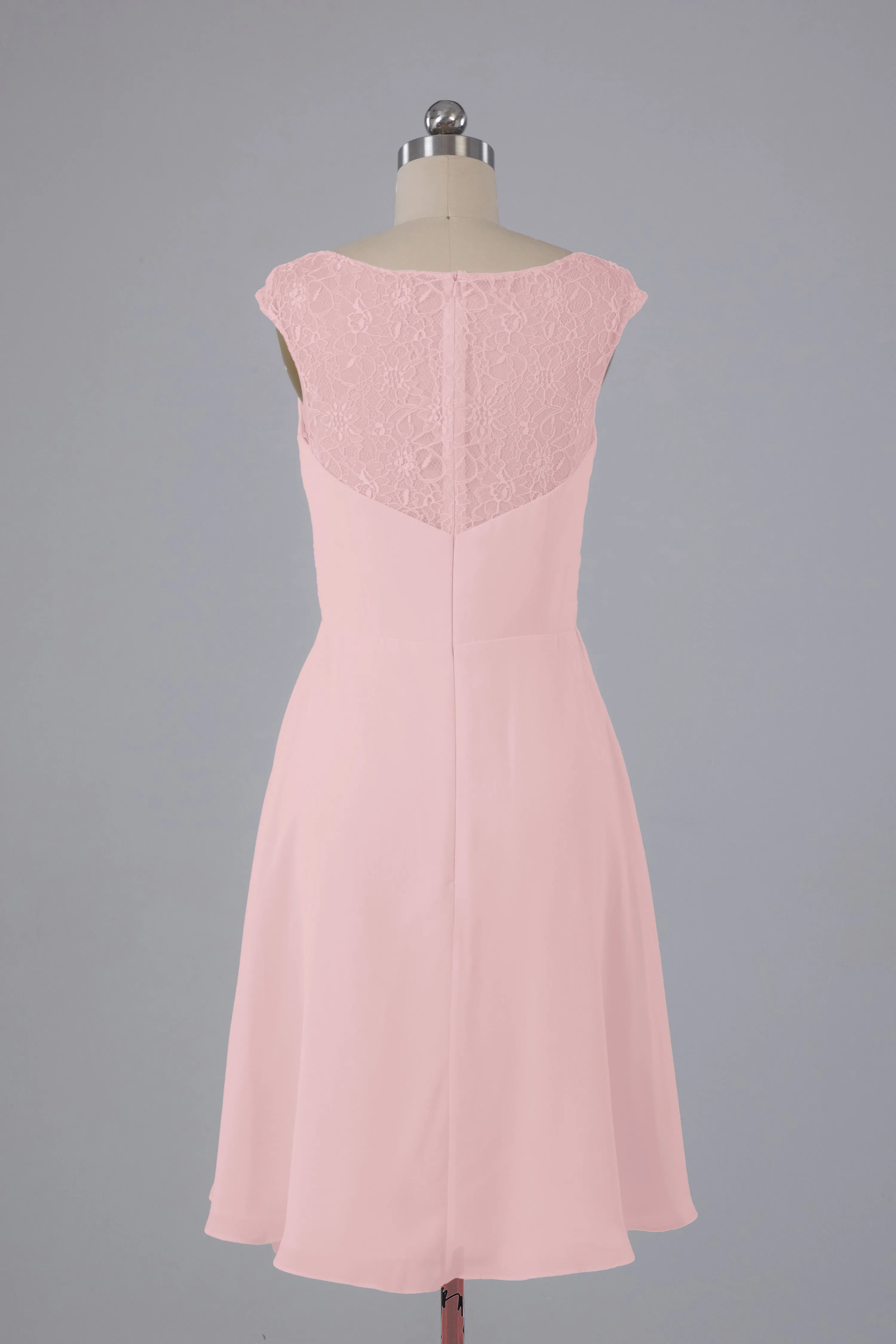 Simple Knee Length V-Neck Chiffon Bridesmaid Dresses