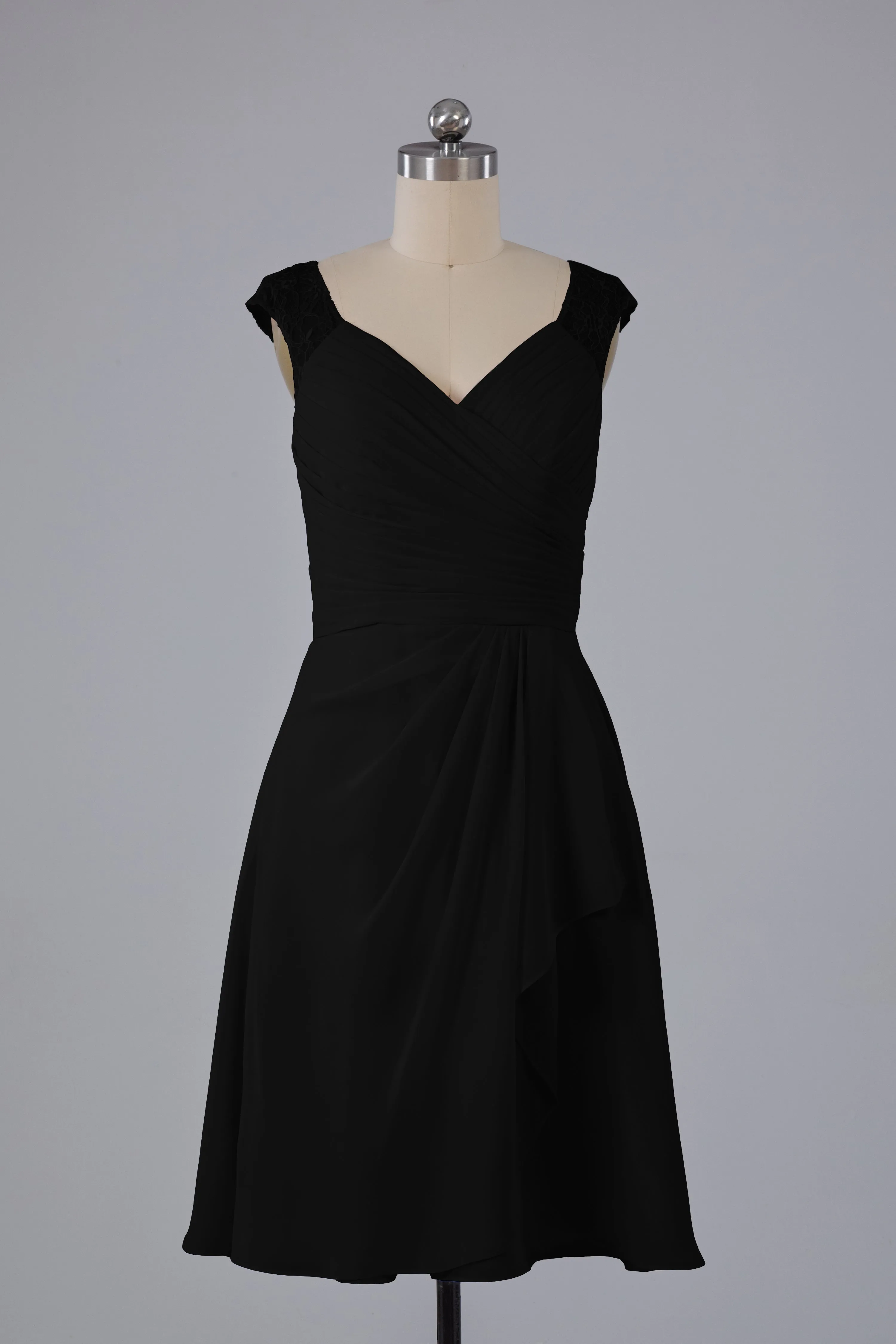 Simple Knee Length V-Neck Chiffon Bridesmaid Dresses