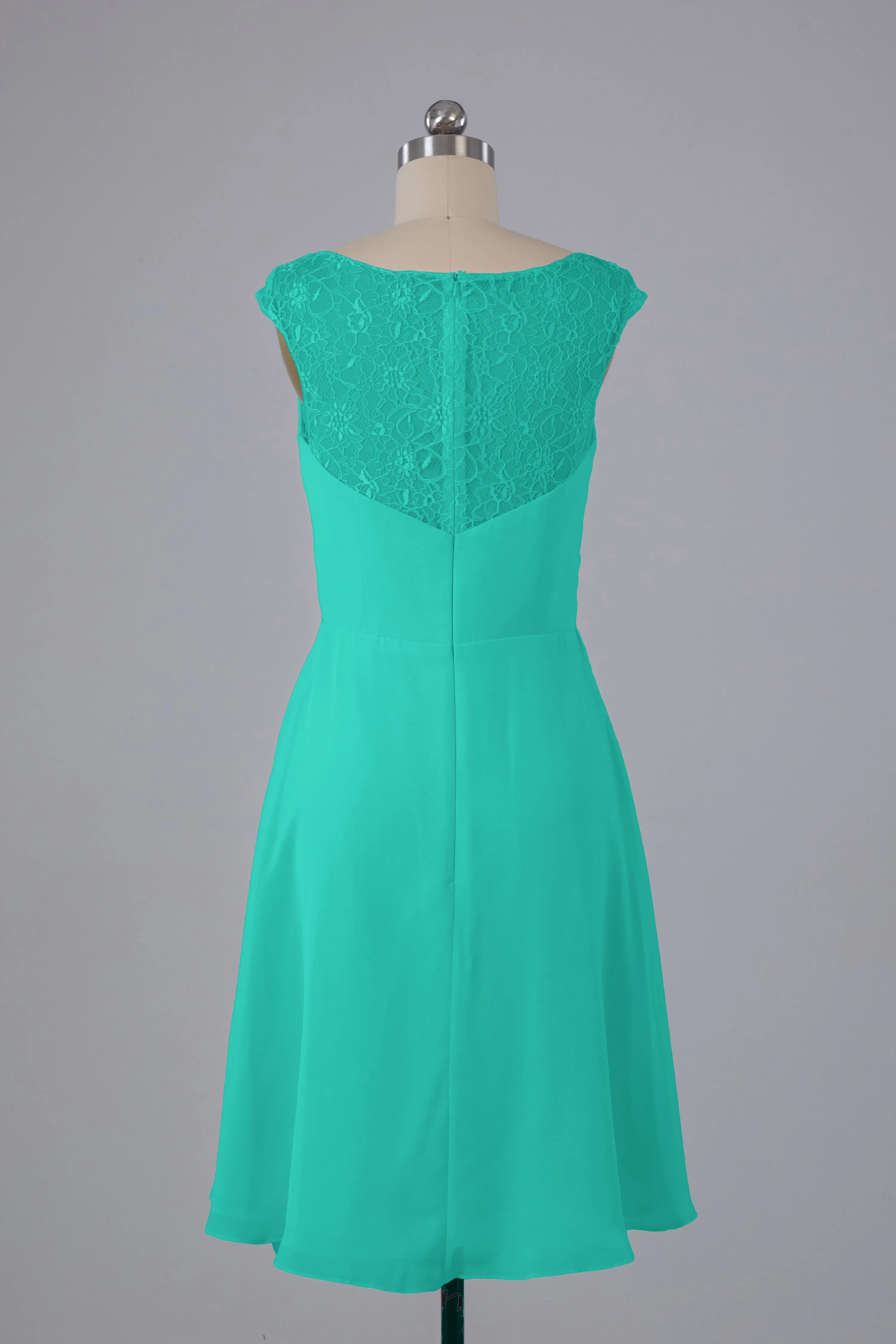 Simple Knee Length V-Neck Chiffon Bridesmaid Dresses