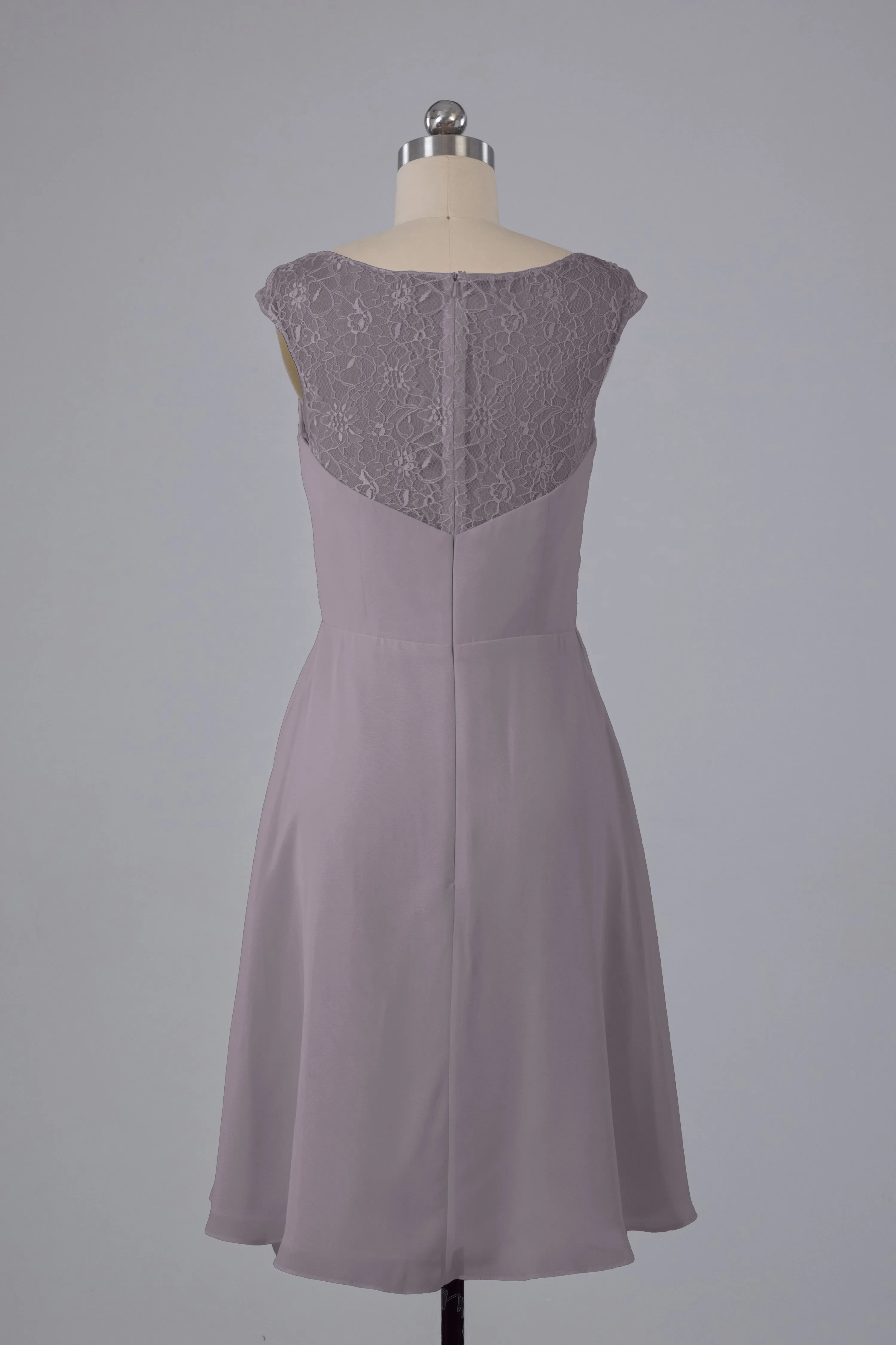 Simple Knee Length V-Neck Chiffon Bridesmaid Dresses