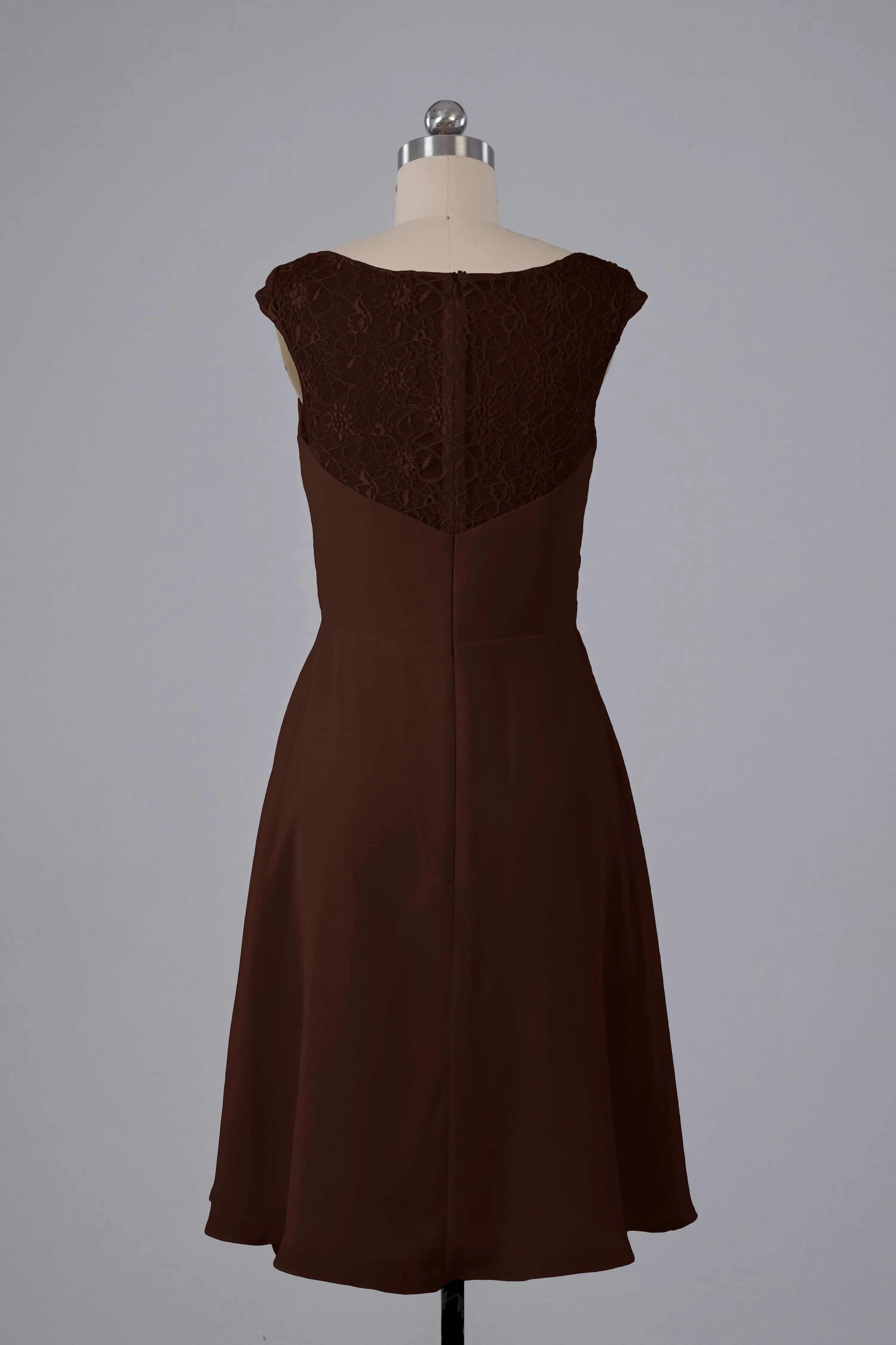 Simple Knee Length V-Neck Chiffon Bridesmaid Dresses