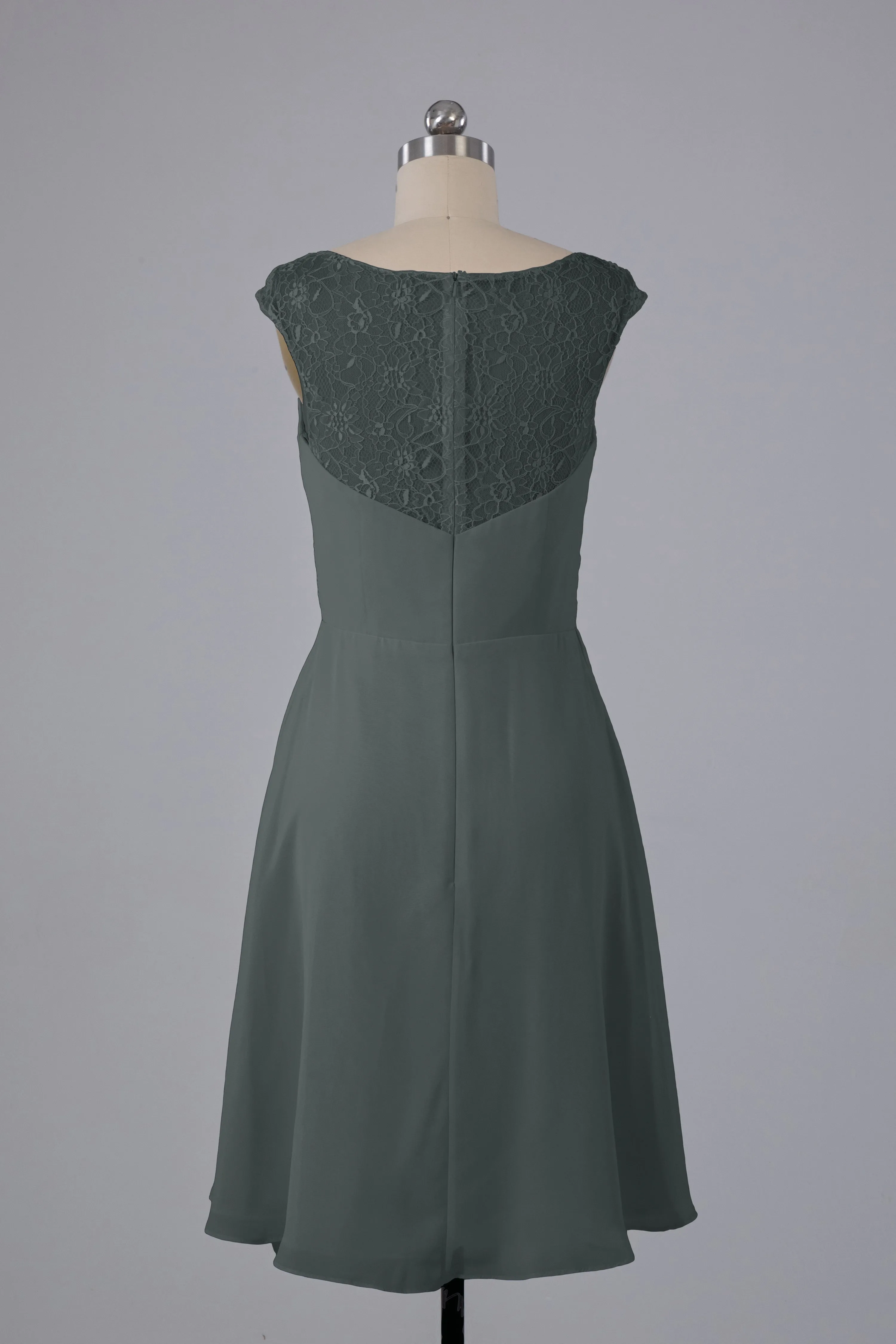 Simple Knee Length V-Neck Chiffon Bridesmaid Dresses