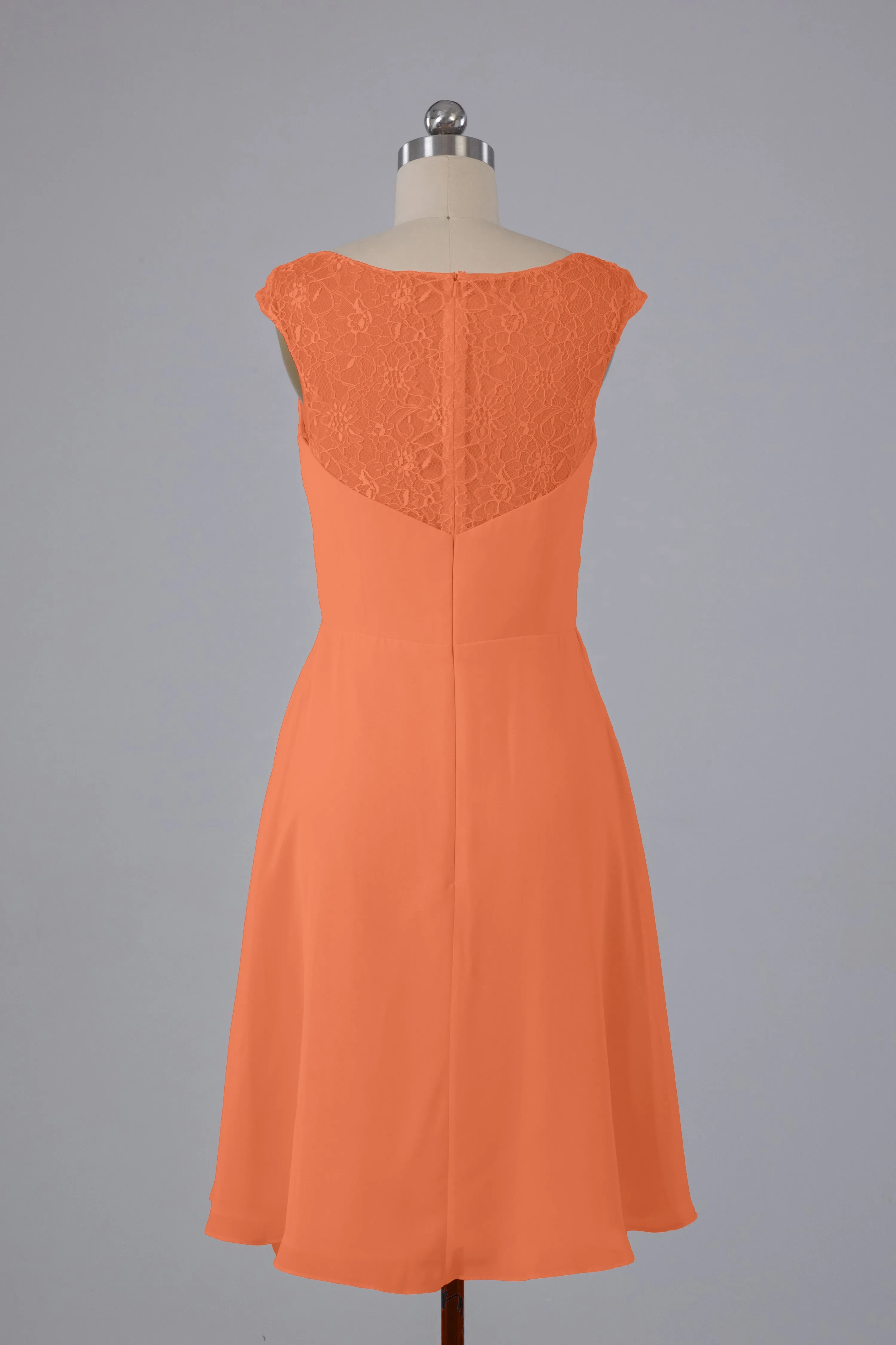 Simple Knee Length V-Neck Chiffon Bridesmaid Dresses