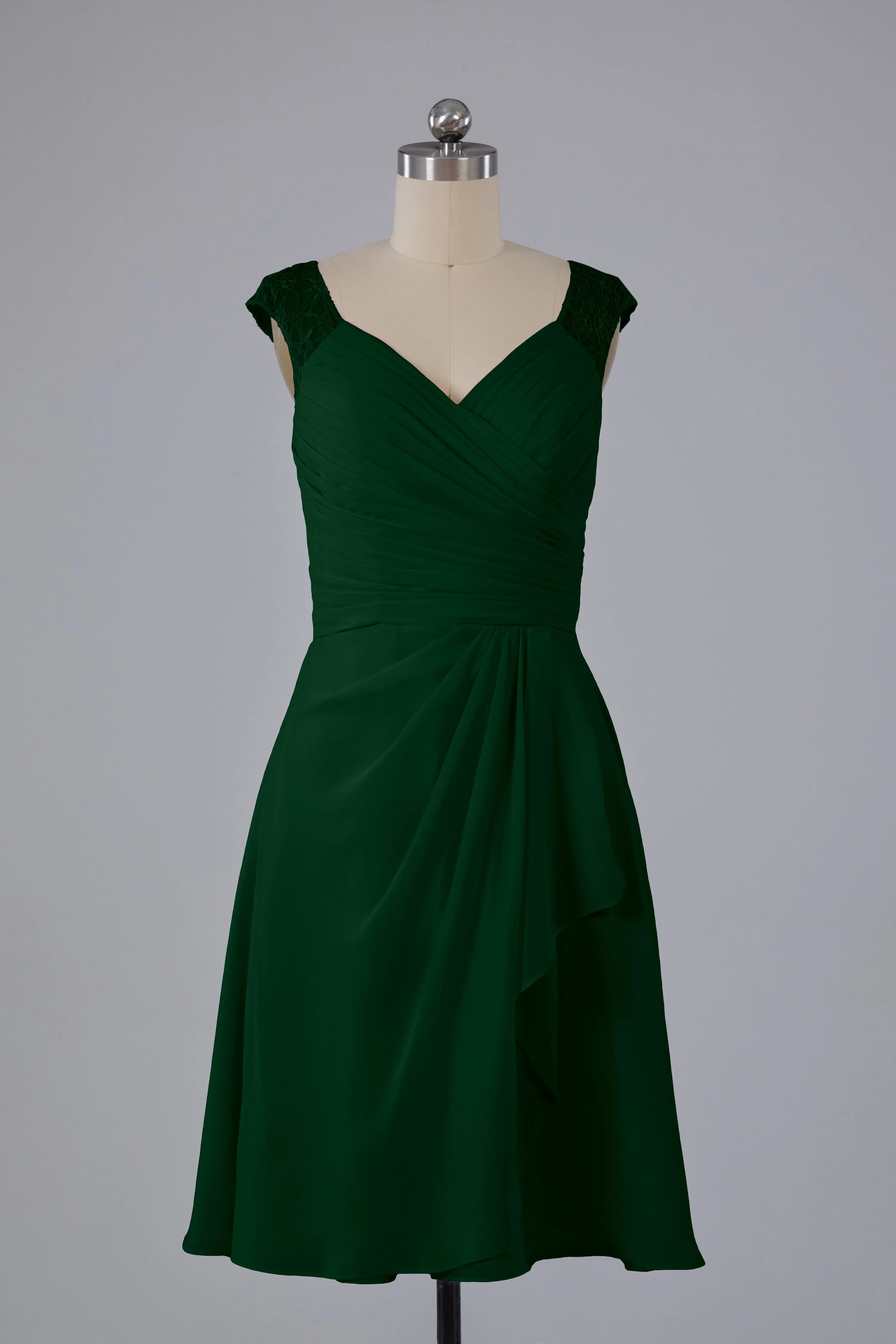 Simple Knee Length V-Neck Chiffon Bridesmaid Dresses
