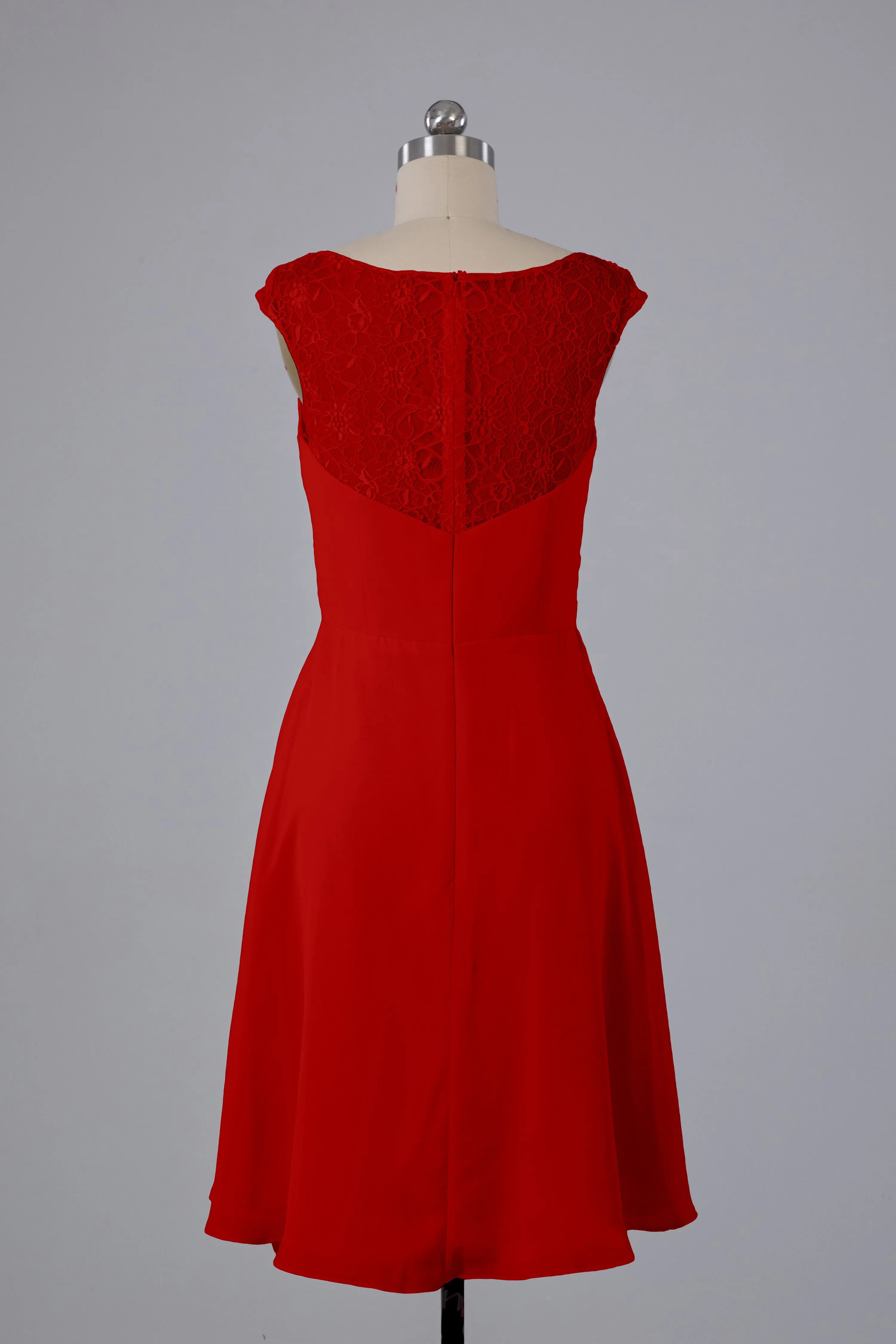Simple Knee Length V-Neck Chiffon Bridesmaid Dresses