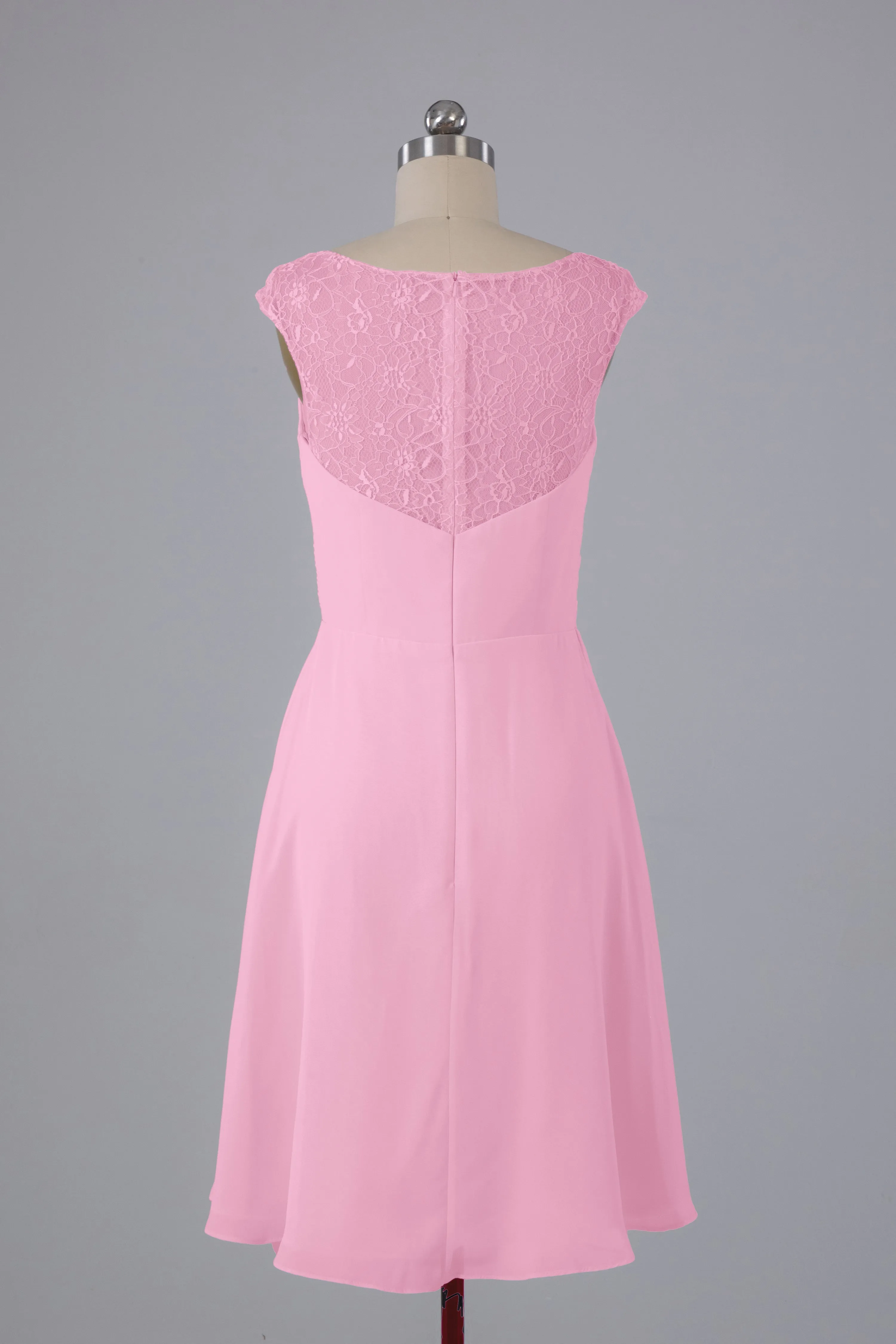 Simple Knee Length V-Neck Chiffon Bridesmaid Dresses