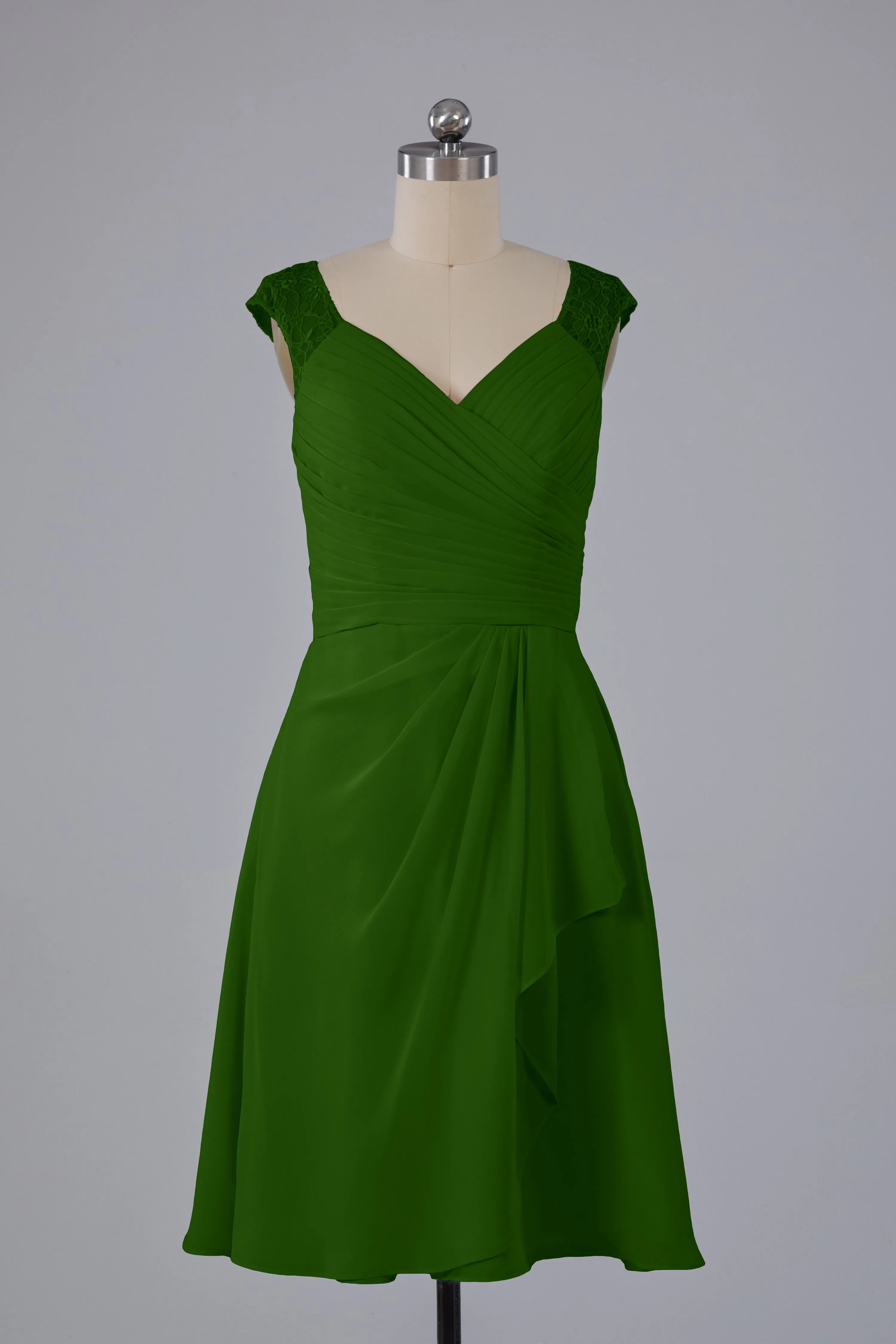 Simple Knee Length V-Neck Chiffon Bridesmaid Dresses
