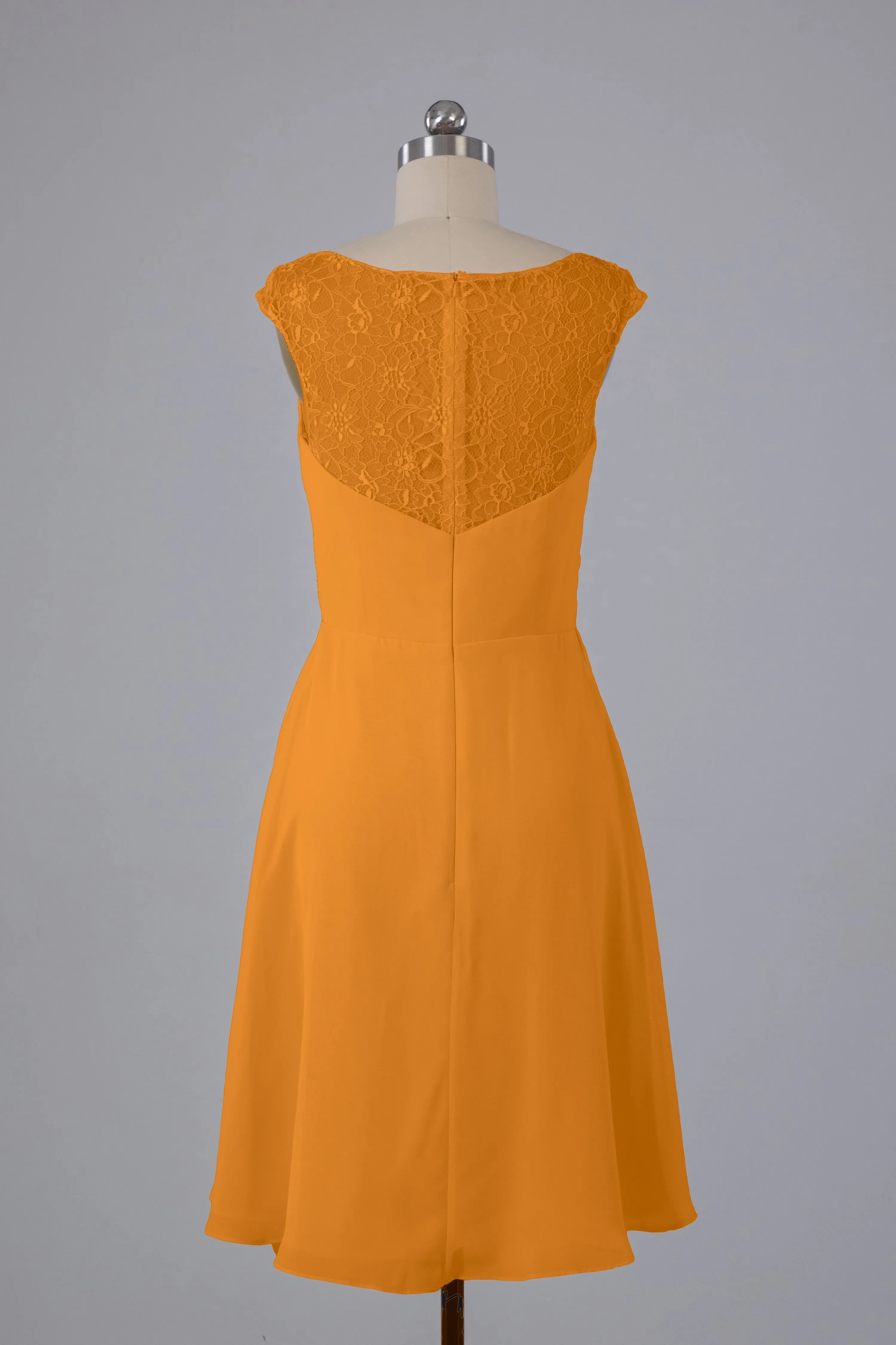 Simple Knee Length V-Neck Chiffon Bridesmaid Dresses