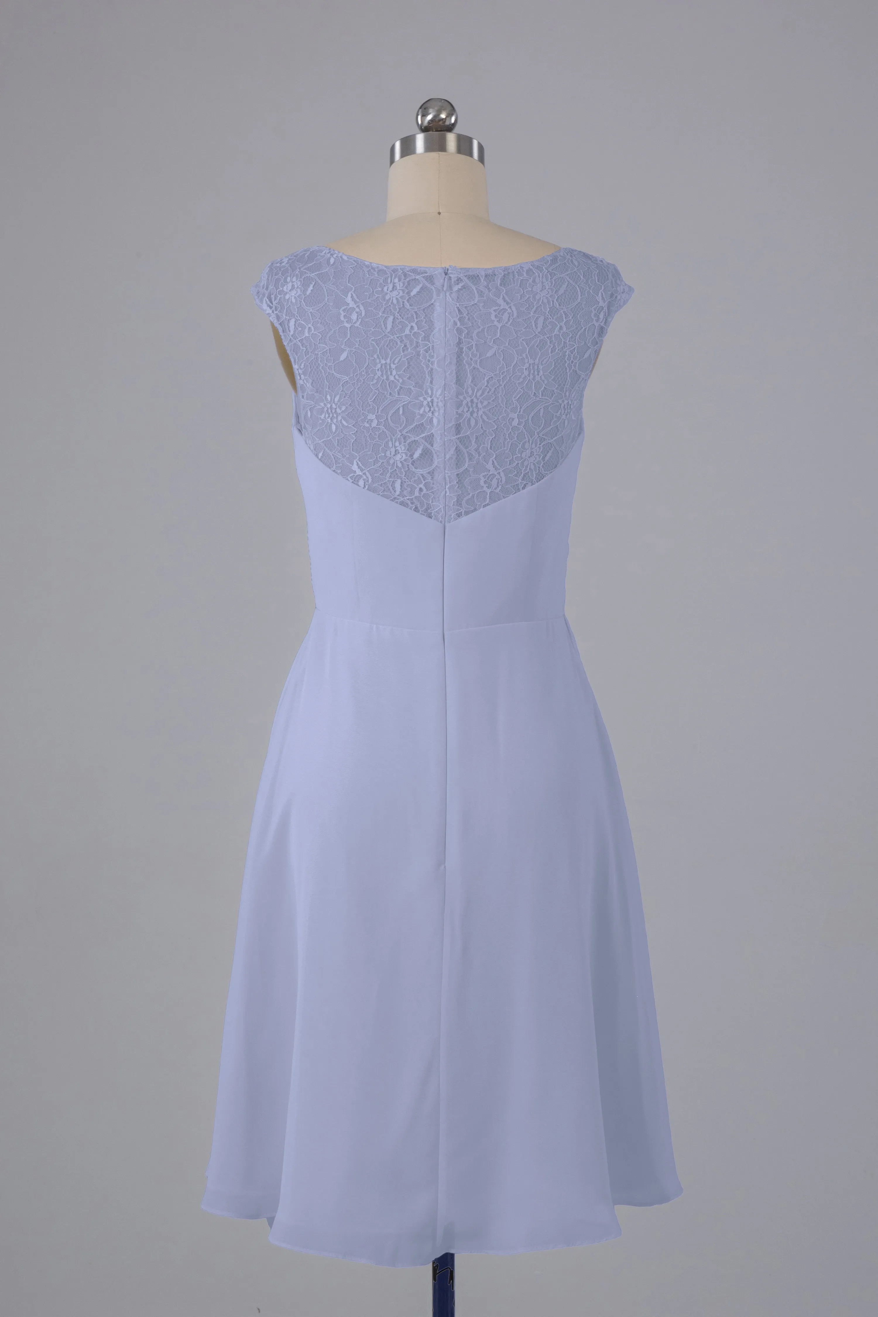 Simple Knee Length V-Neck Chiffon Bridesmaid Dresses