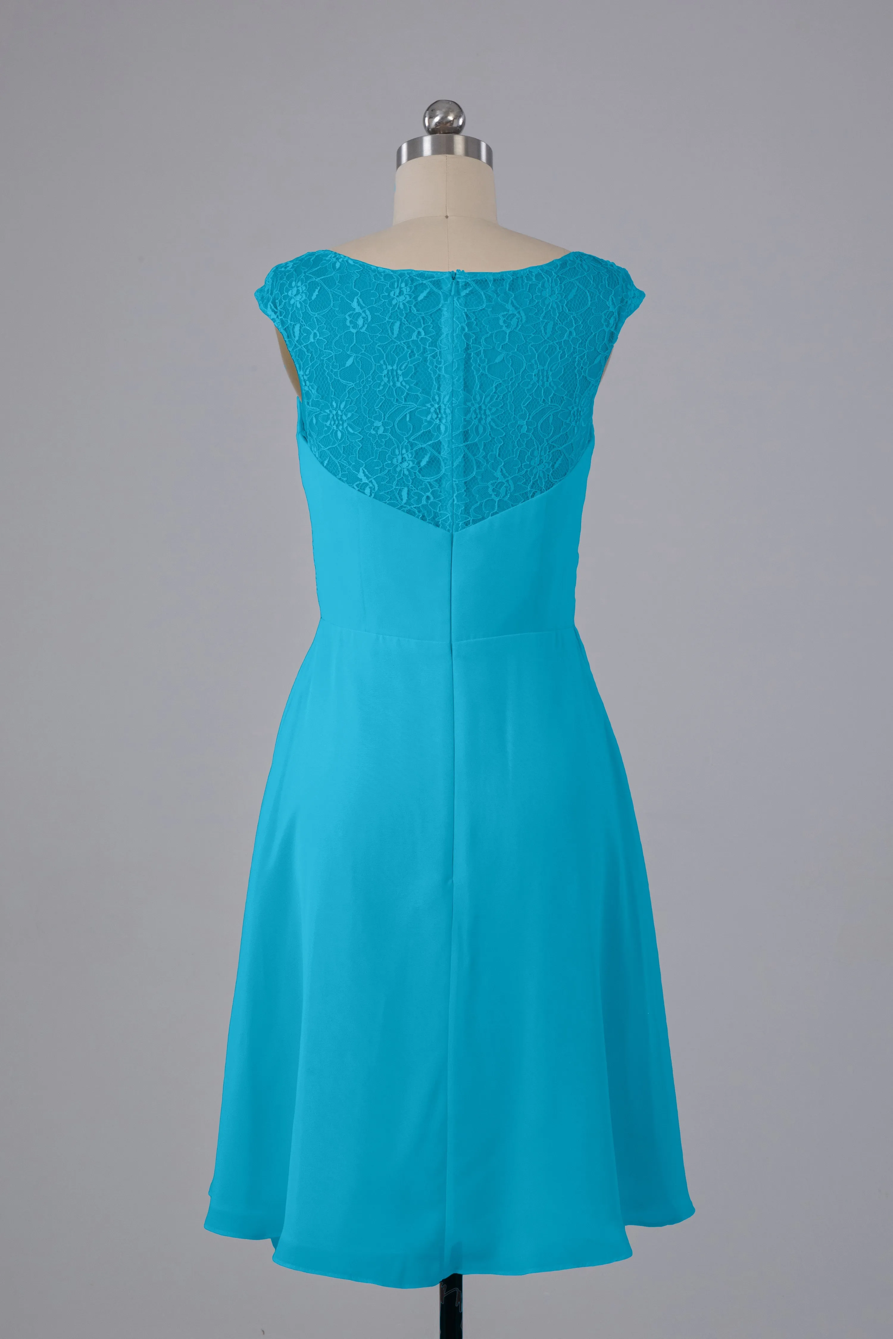Simple Knee Length V-Neck Chiffon Bridesmaid Dresses
