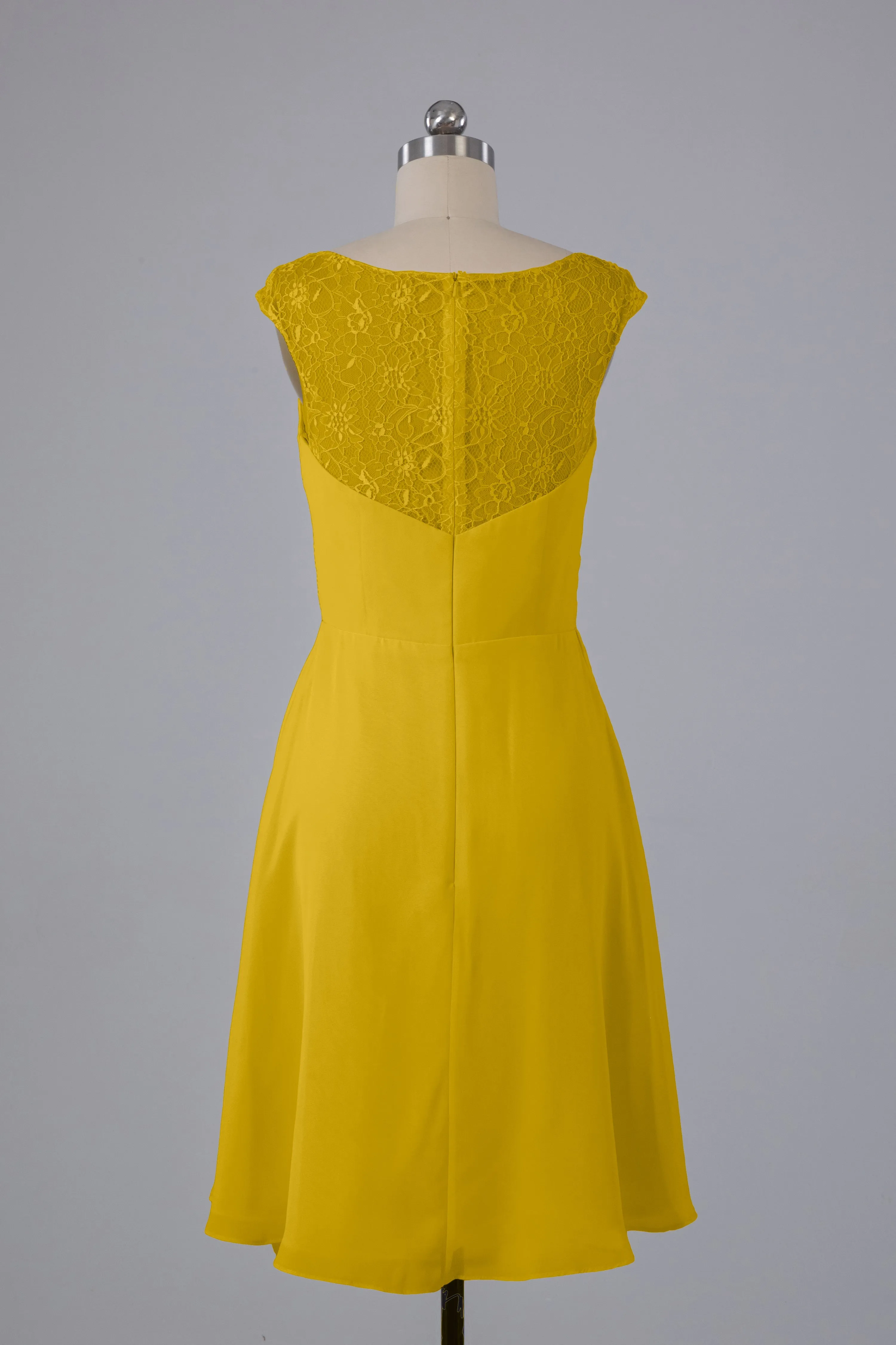 Simple Knee Length V-Neck Chiffon Bridesmaid Dresses
