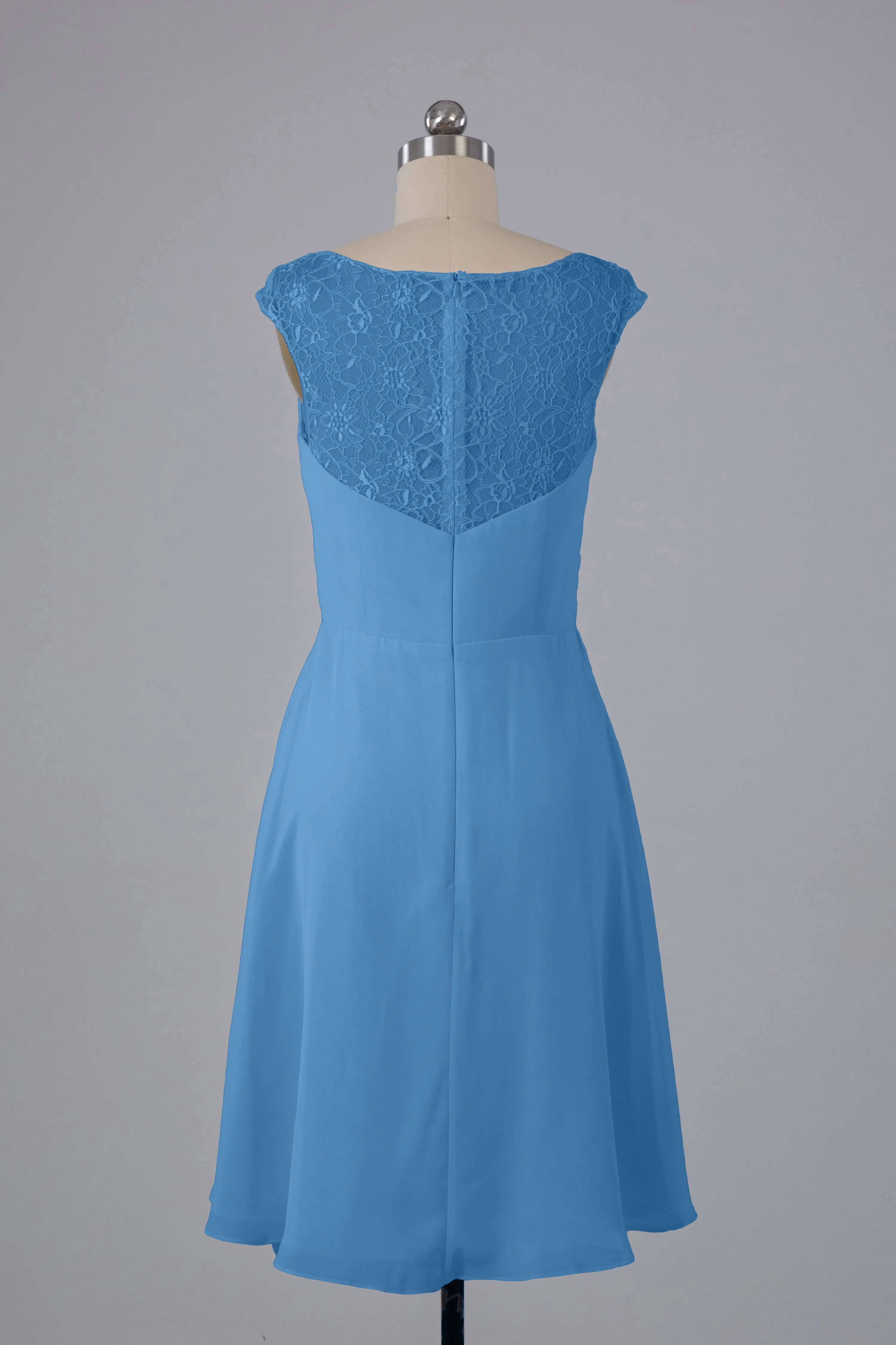 Simple Knee Length V-Neck Chiffon Bridesmaid Dresses