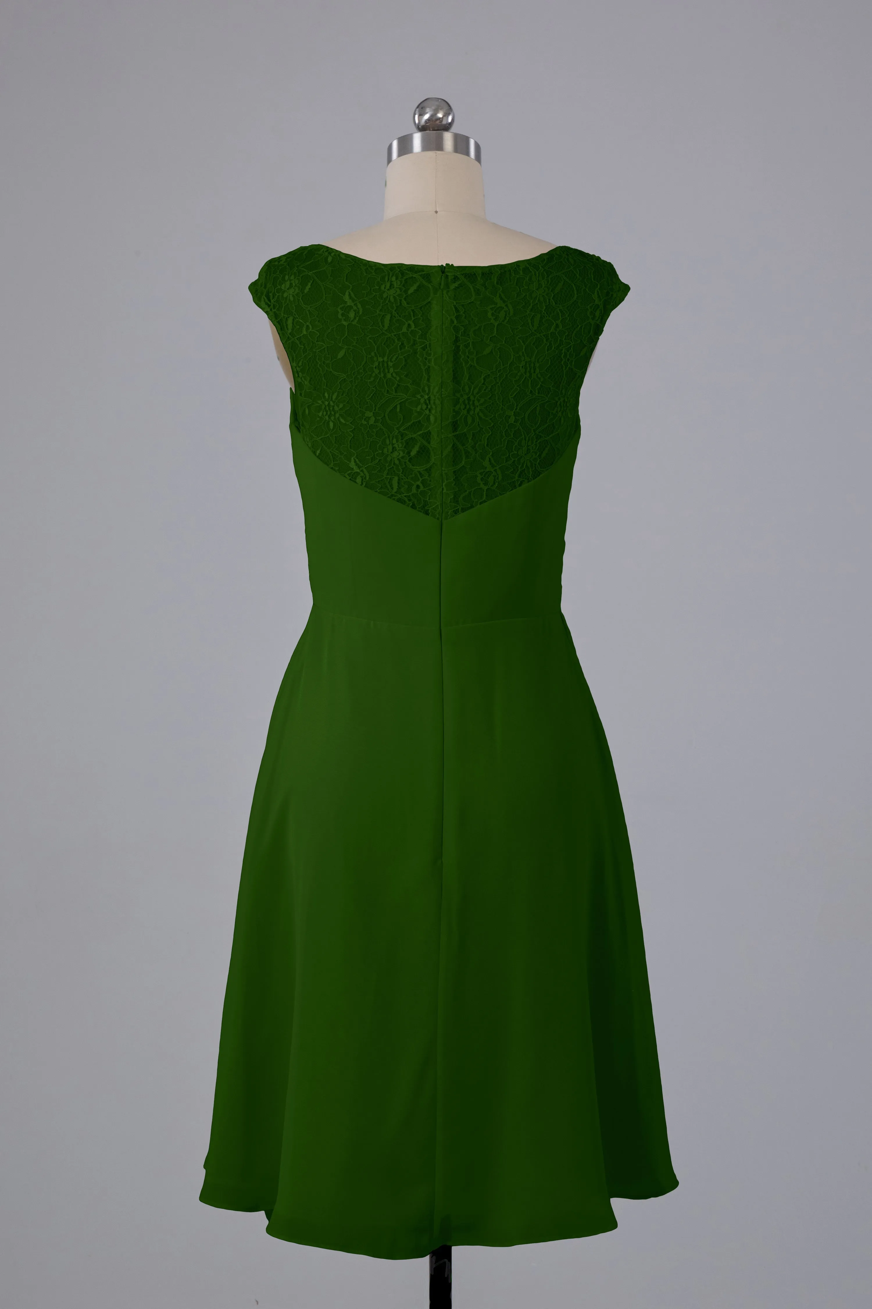 Simple Knee Length V-Neck Chiffon Bridesmaid Dresses