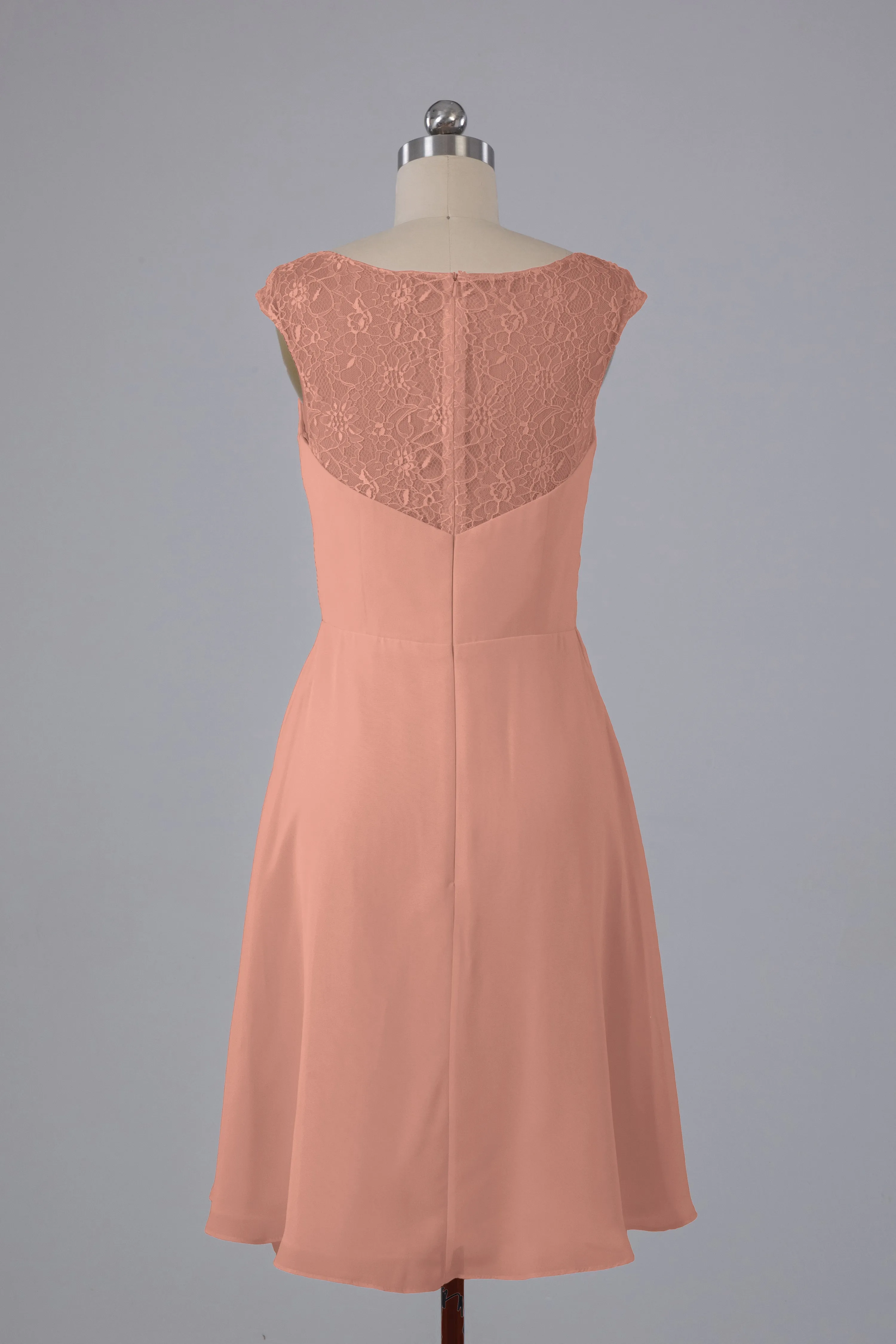 Simple Knee Length V-Neck Chiffon Bridesmaid Dresses
