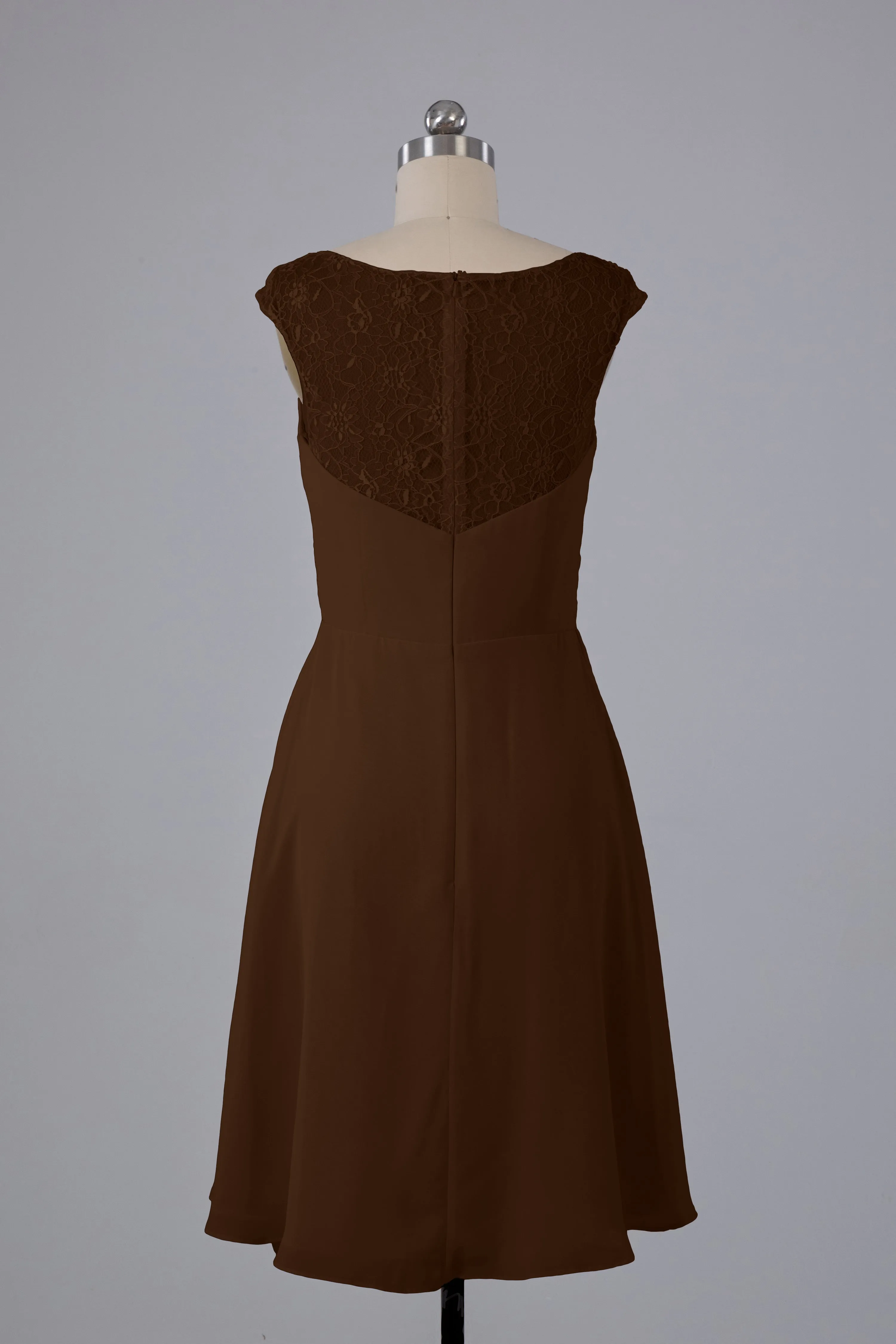 Simple Knee Length V-Neck Chiffon Bridesmaid Dresses