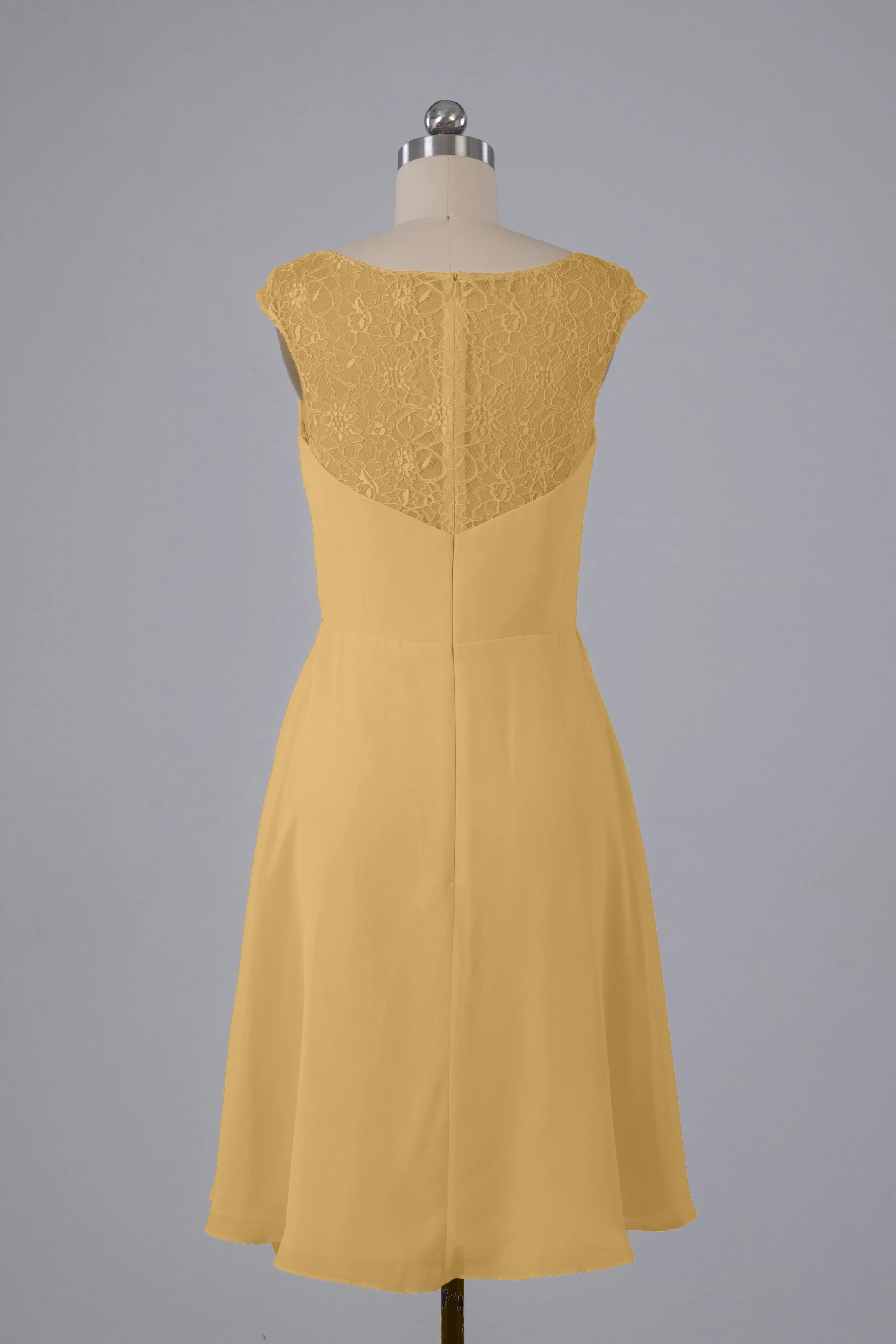 Simple Knee Length V-Neck Chiffon Bridesmaid Dresses