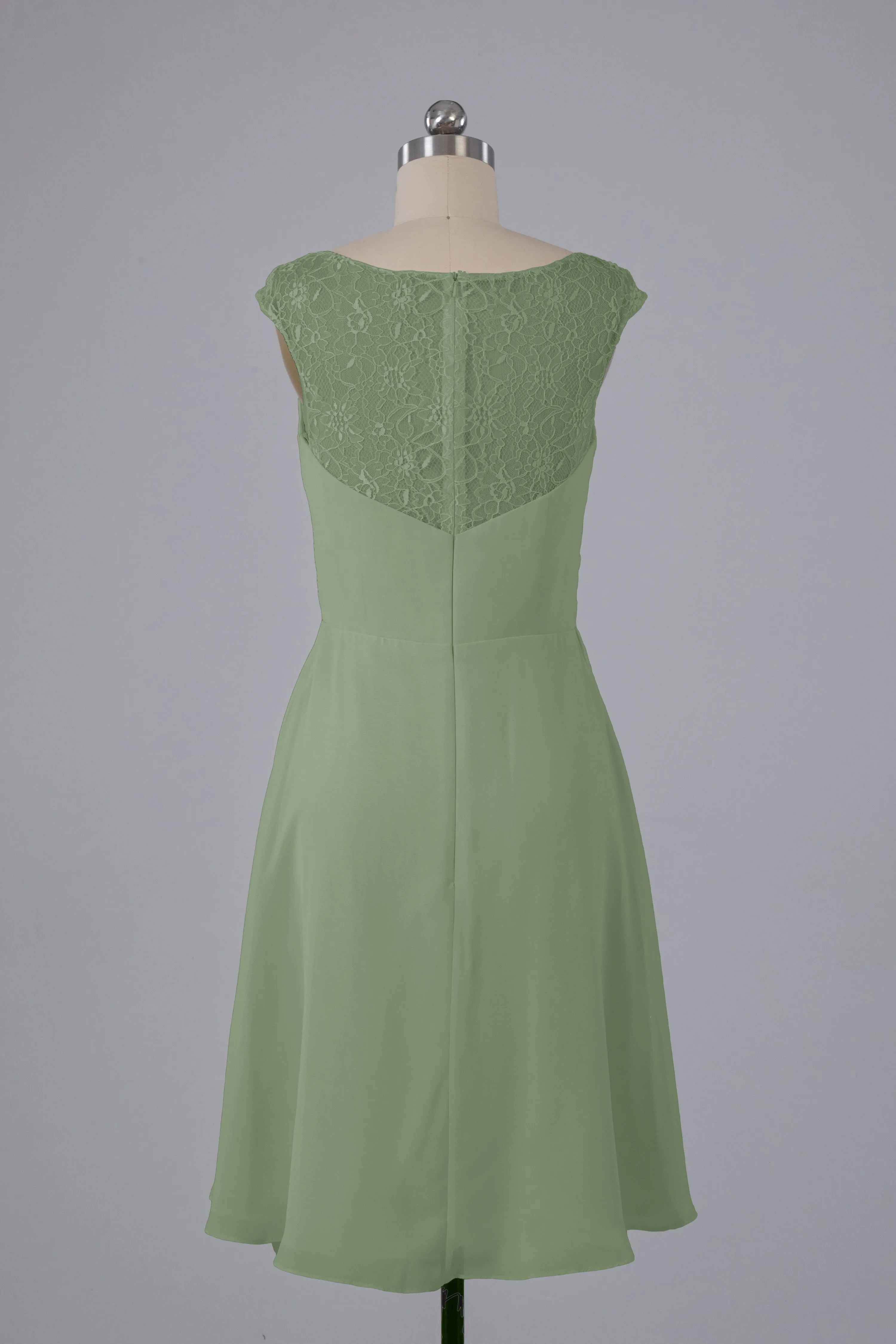 Simple Knee Length V-Neck Chiffon Bridesmaid Dresses