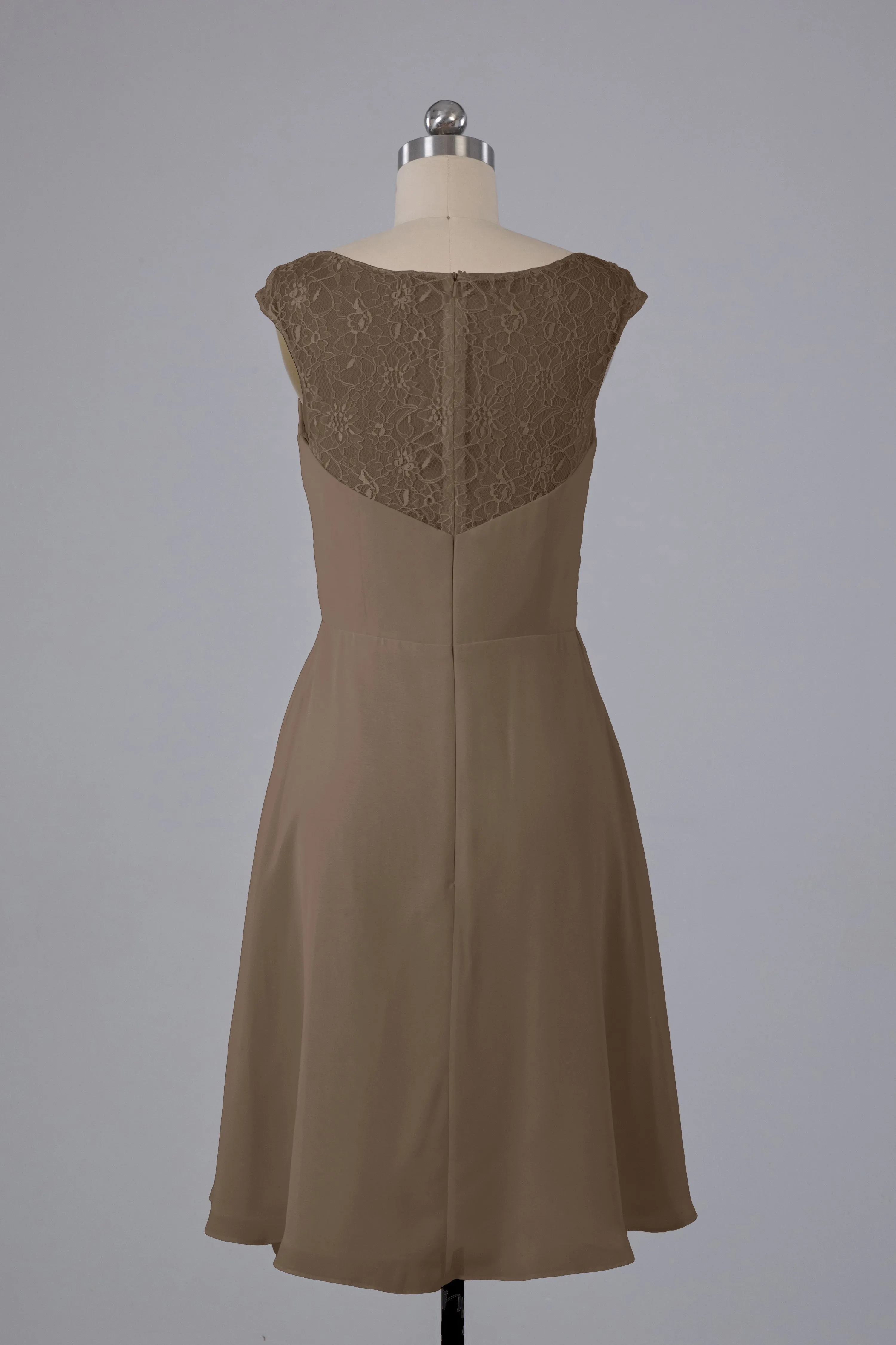 Simple Knee Length V-Neck Chiffon Bridesmaid Dresses