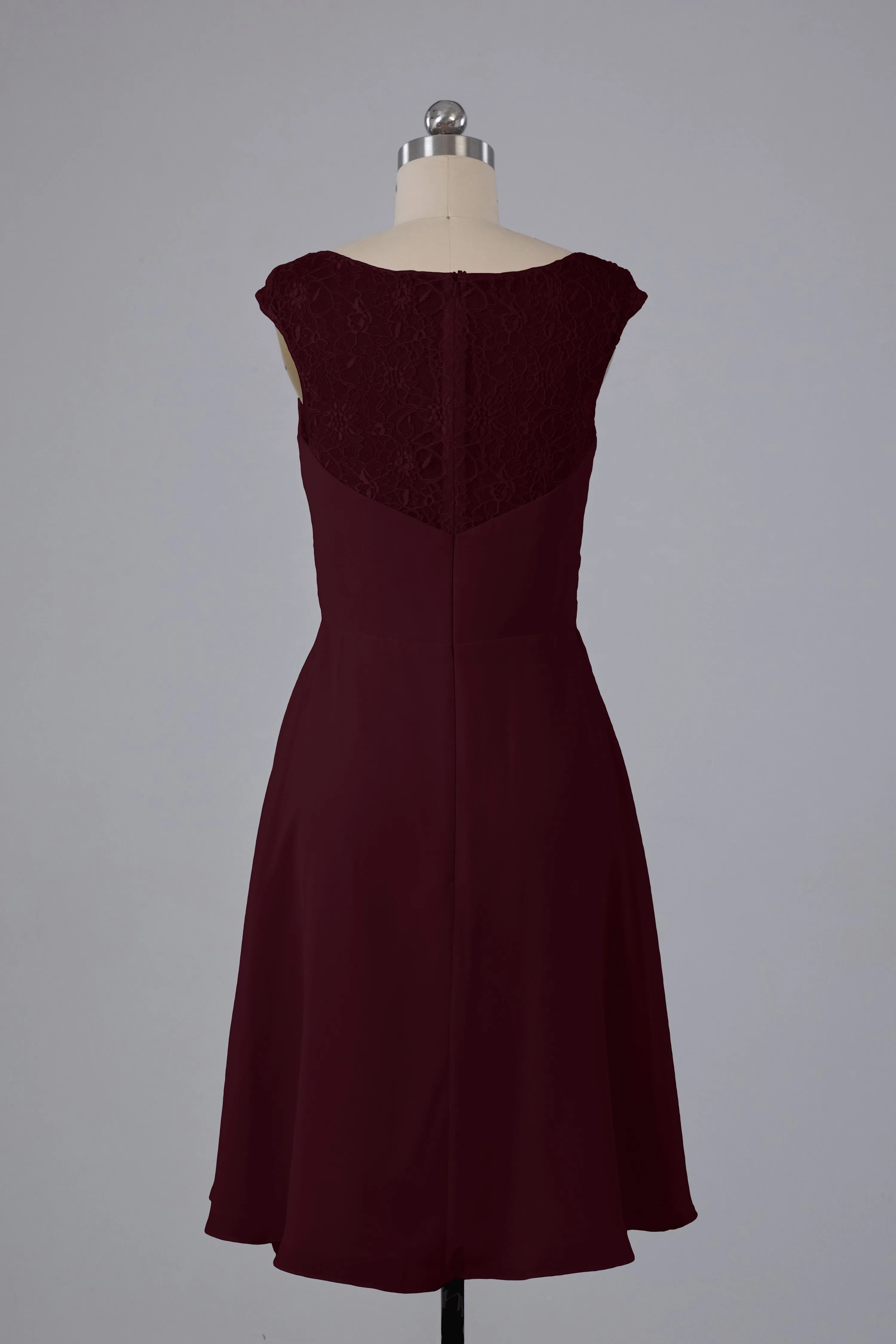 Simple Knee Length V-Neck Chiffon Bridesmaid Dresses
