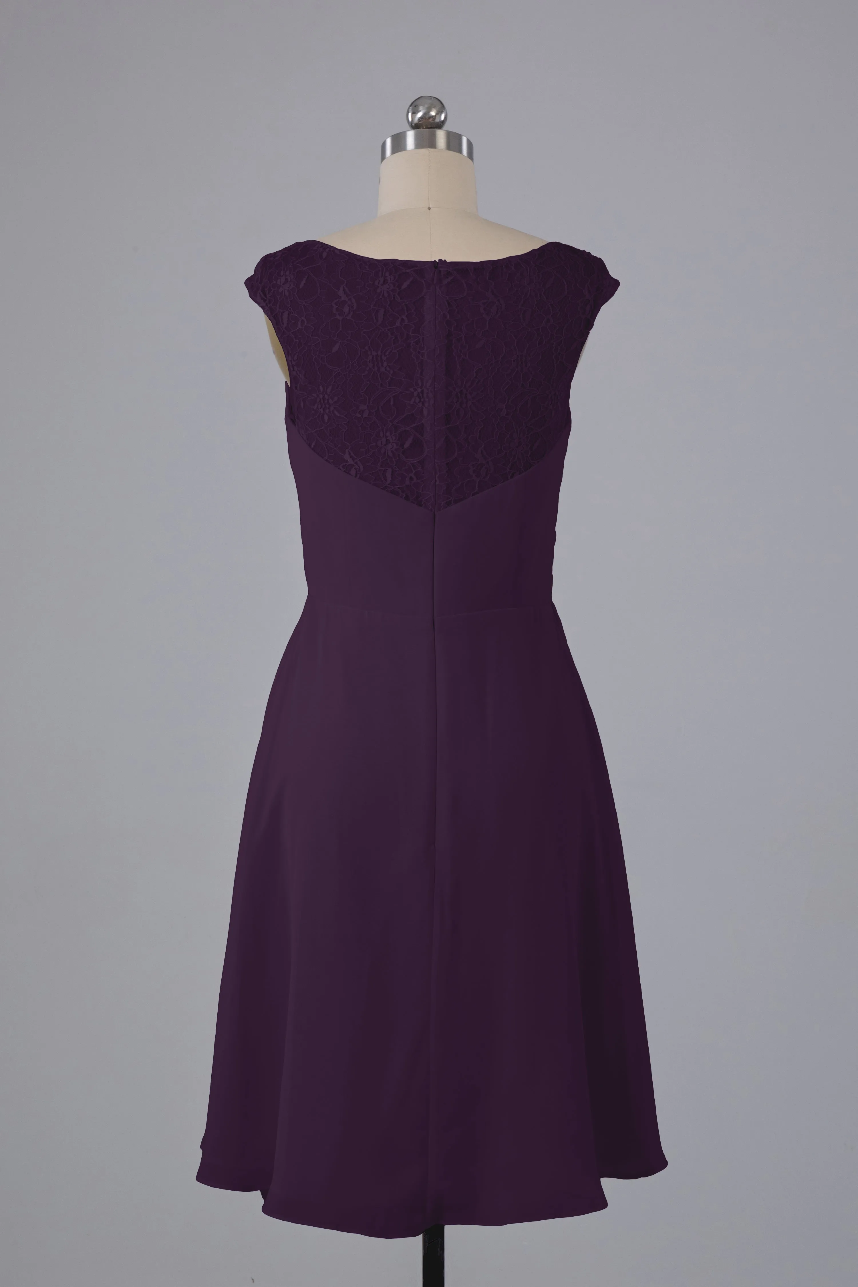 Simple Knee Length V-Neck Chiffon Bridesmaid Dresses