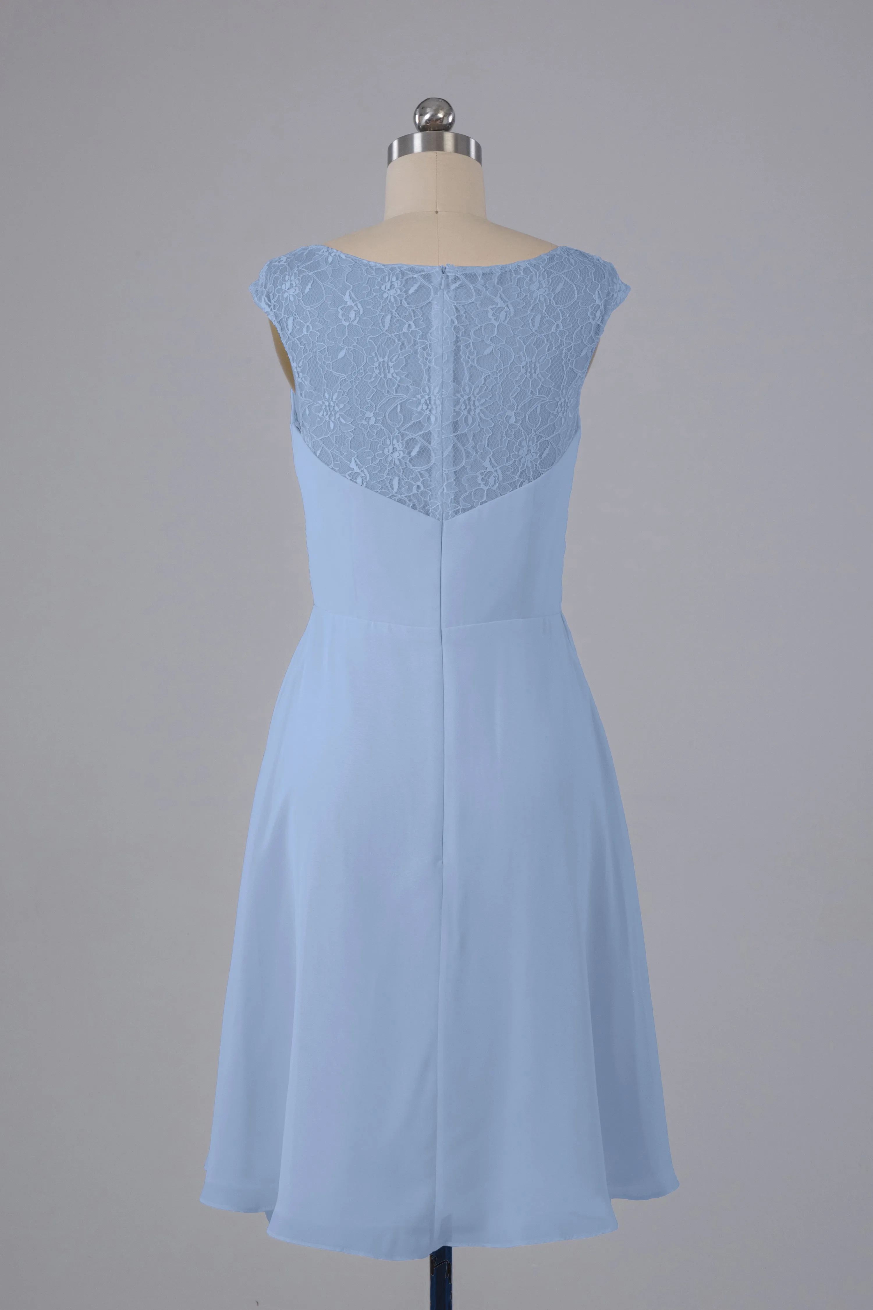 Simple Knee Length V-Neck Chiffon Bridesmaid Dresses