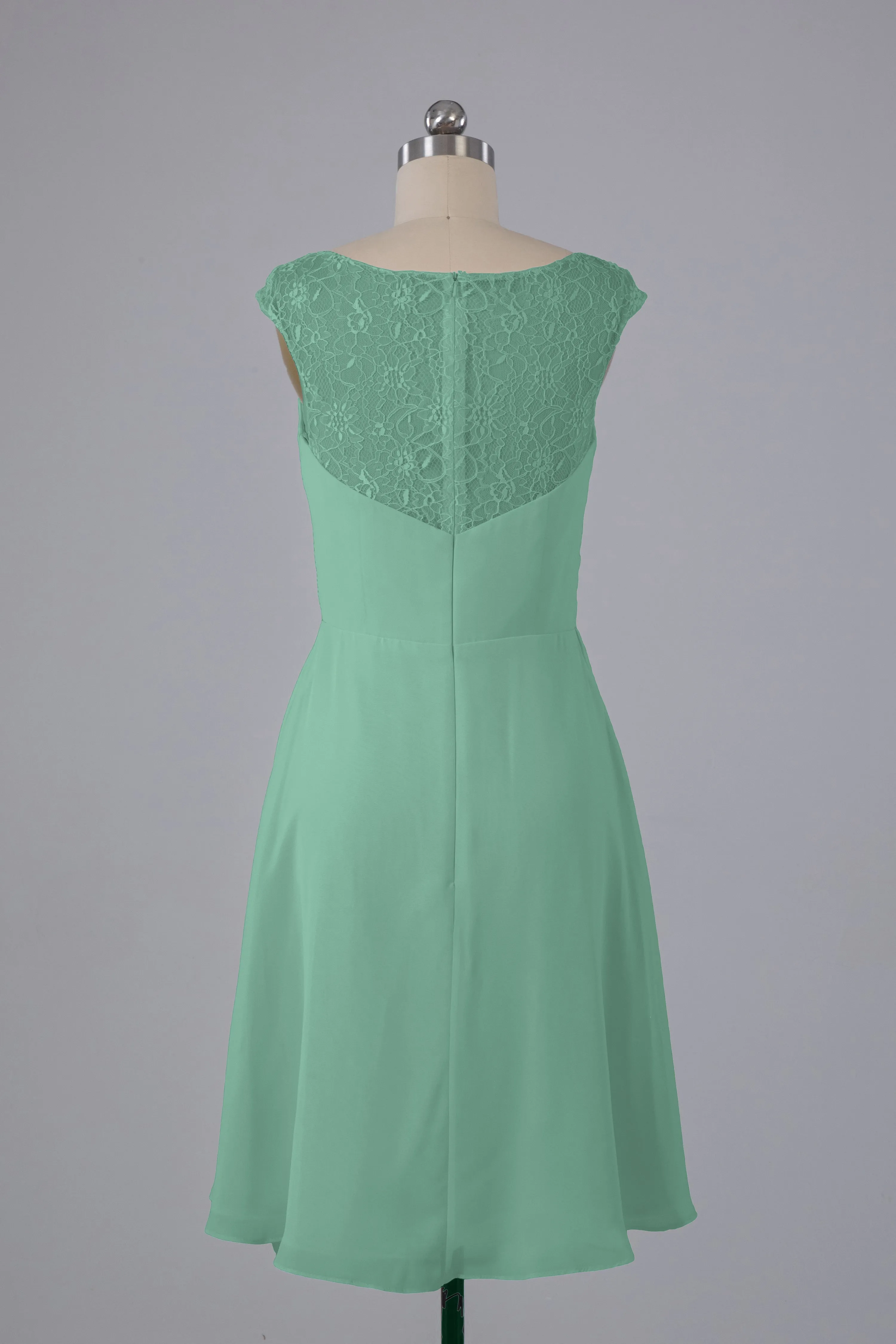 Simple Knee Length V-Neck Chiffon Bridesmaid Dresses