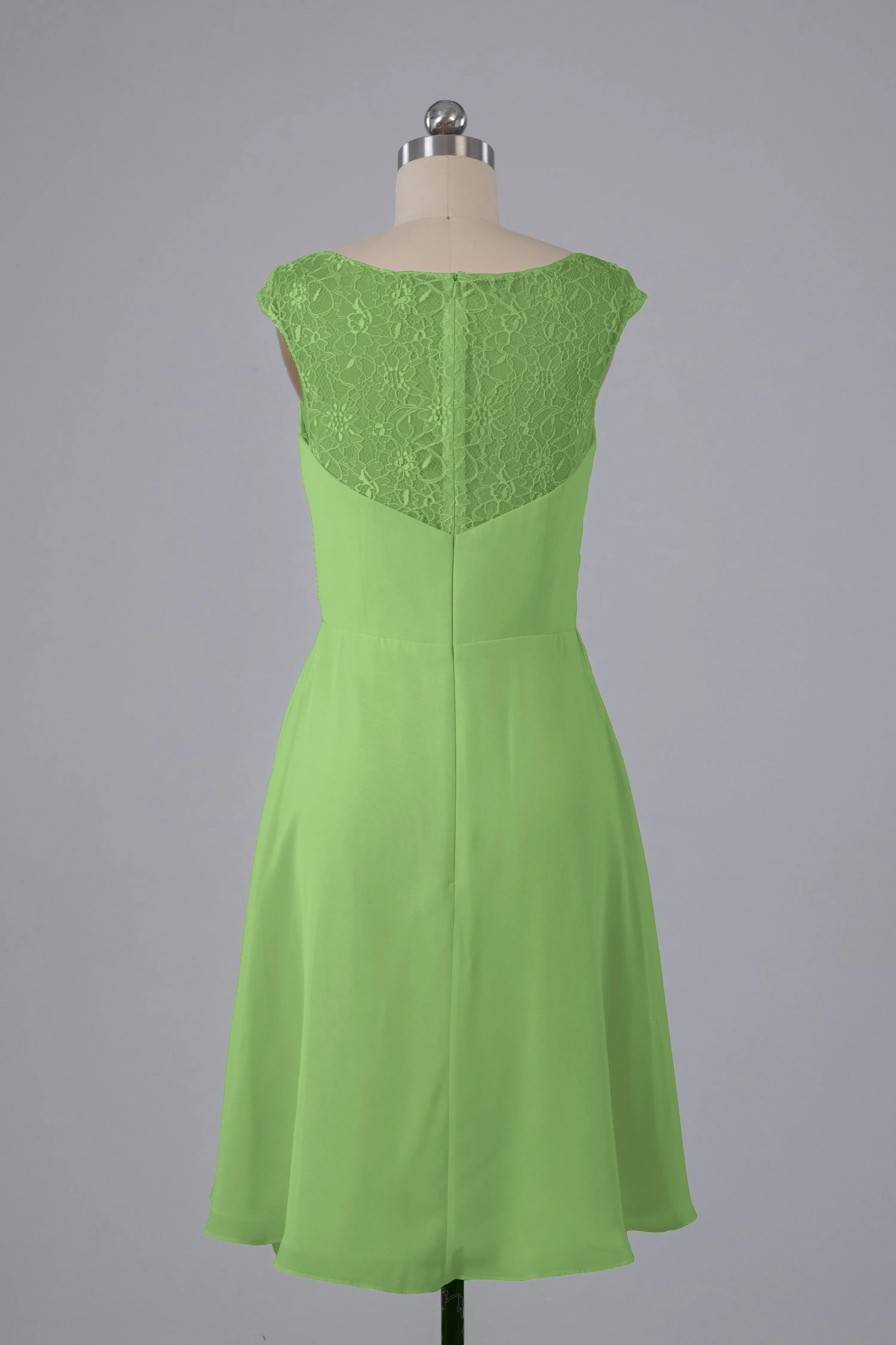Simple Knee Length V-Neck Chiffon Bridesmaid Dresses