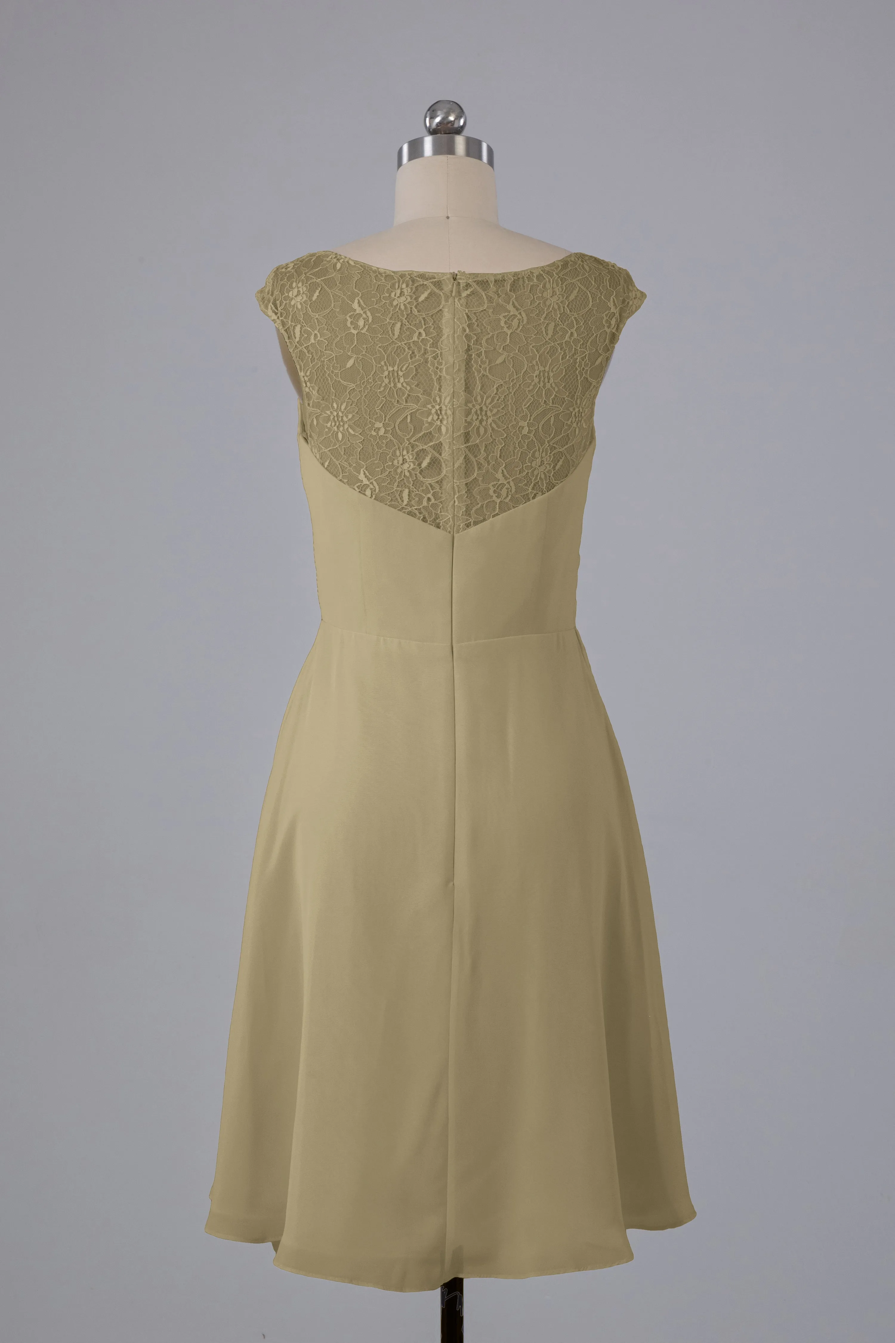Simple Knee Length V-Neck Chiffon Bridesmaid Dresses