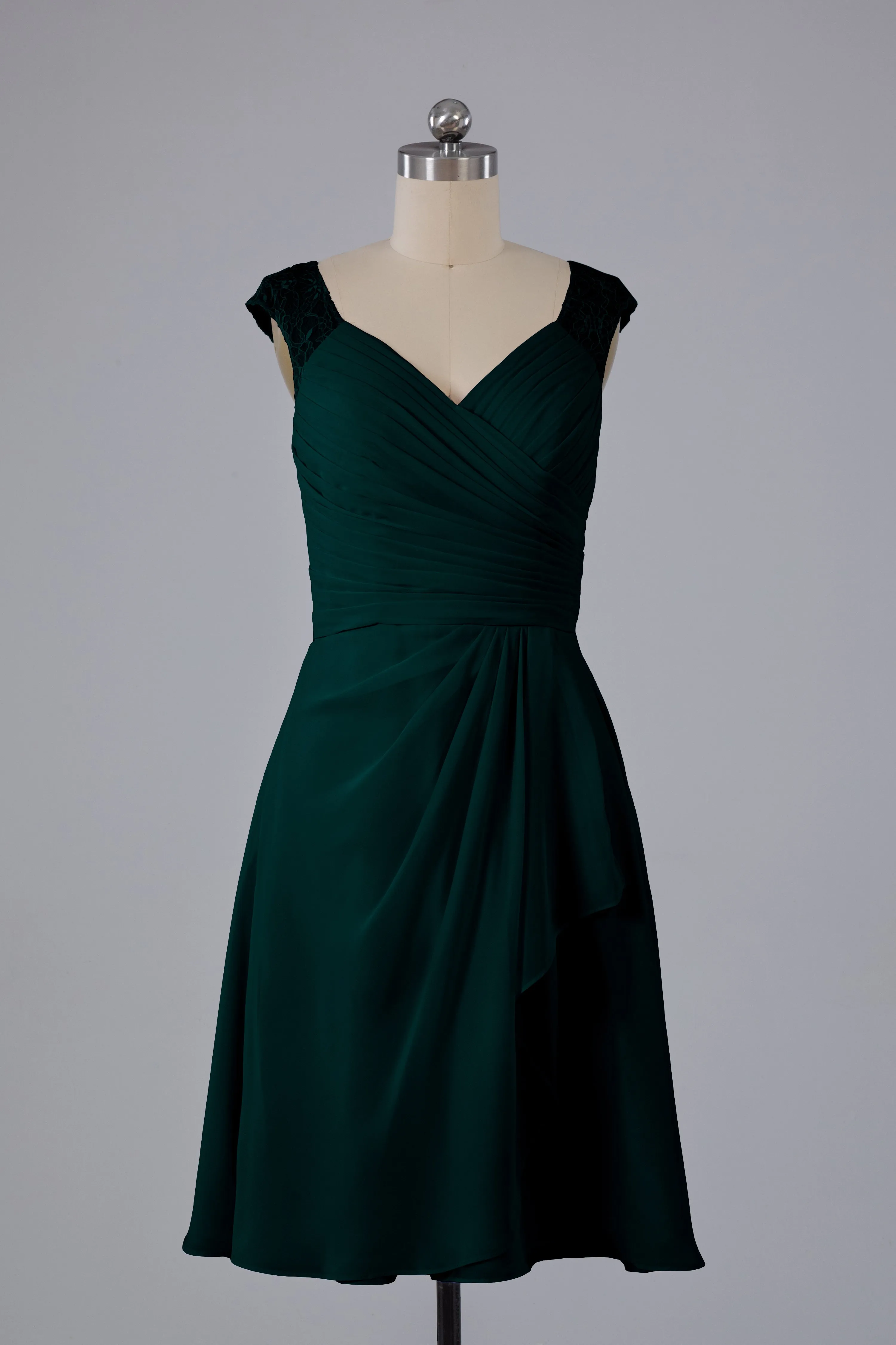 Simple Knee Length V-Neck Chiffon Bridesmaid Dresses