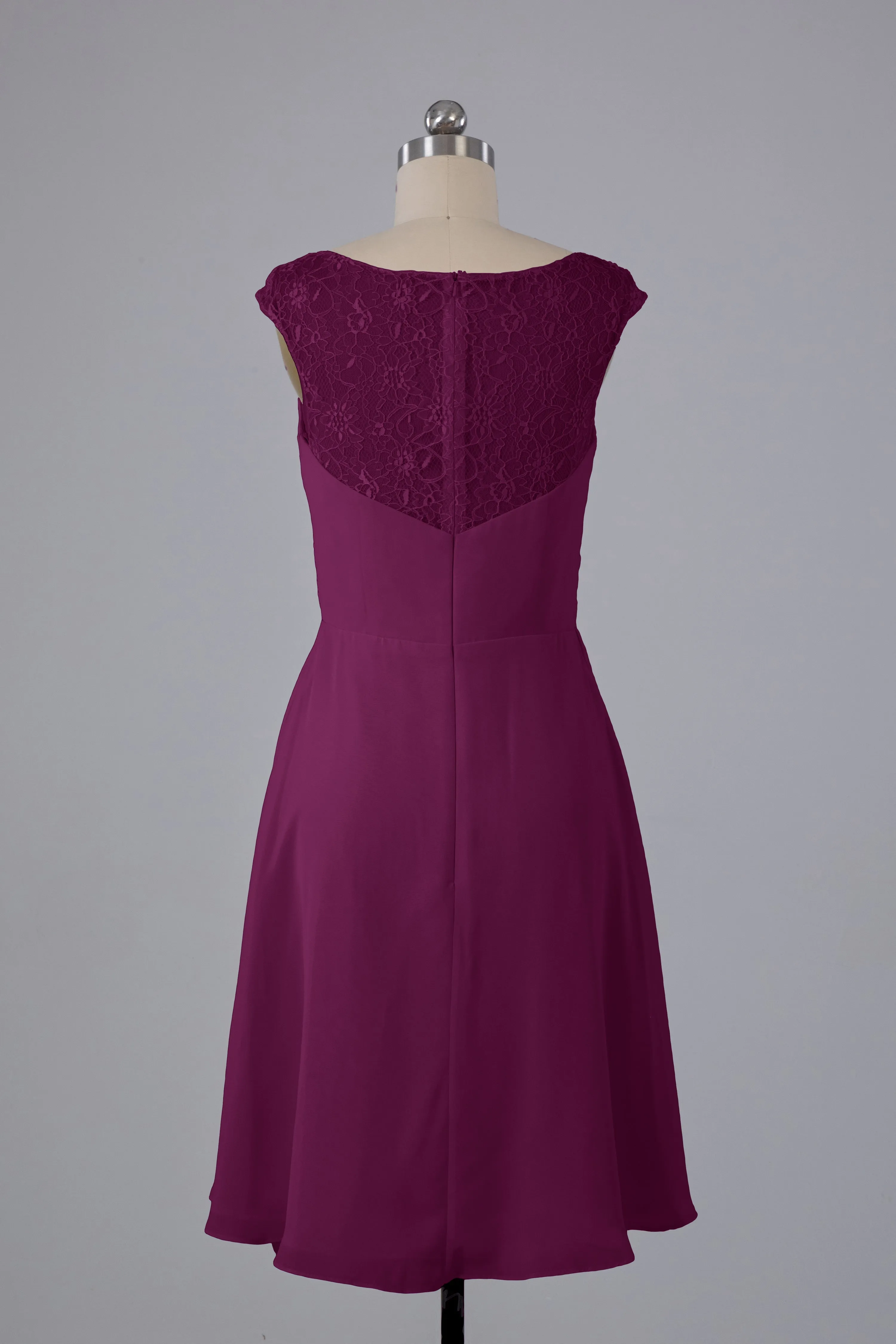 Simple Knee Length V-Neck Chiffon Bridesmaid Dresses