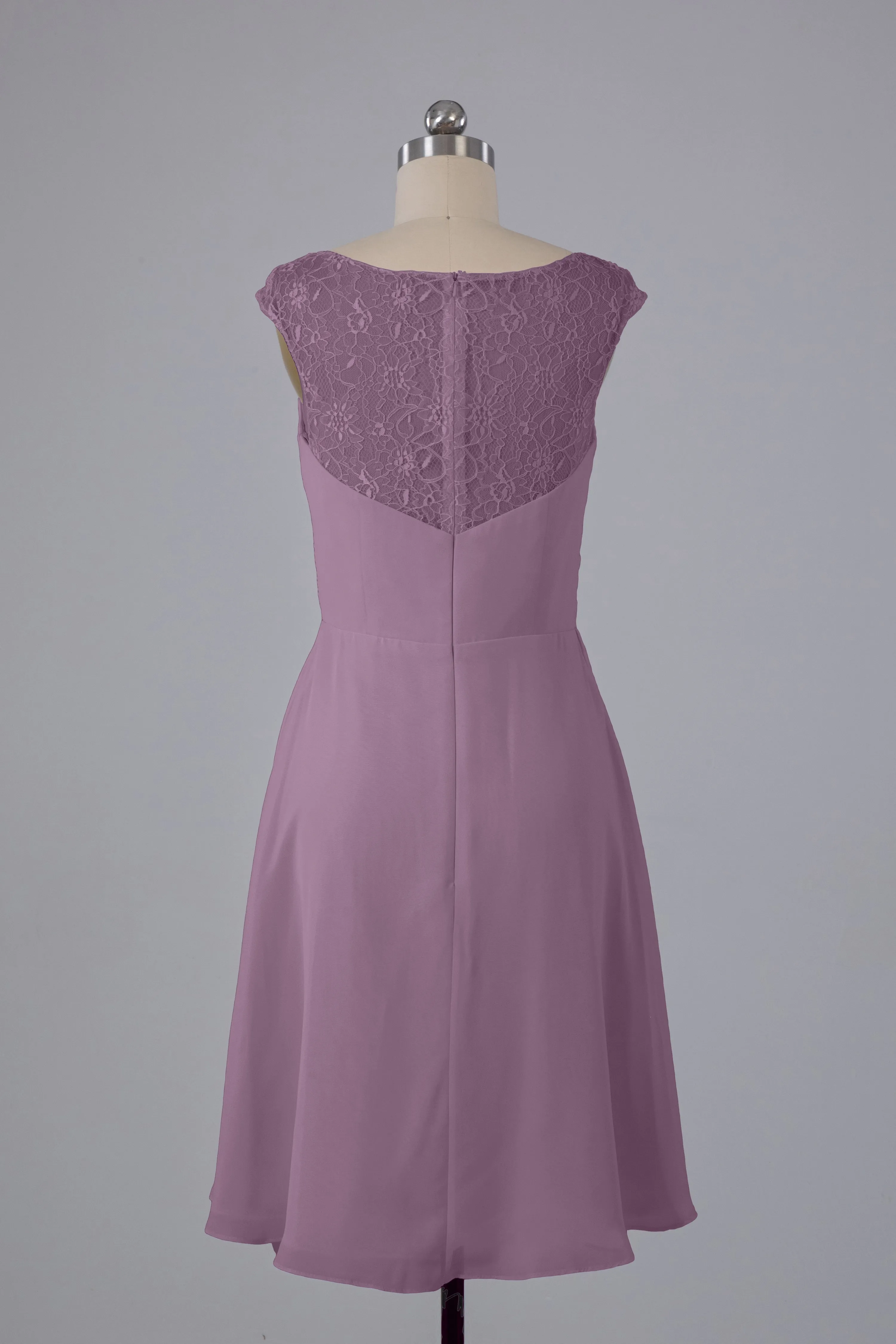 Simple Knee Length V-Neck Chiffon Bridesmaid Dresses
