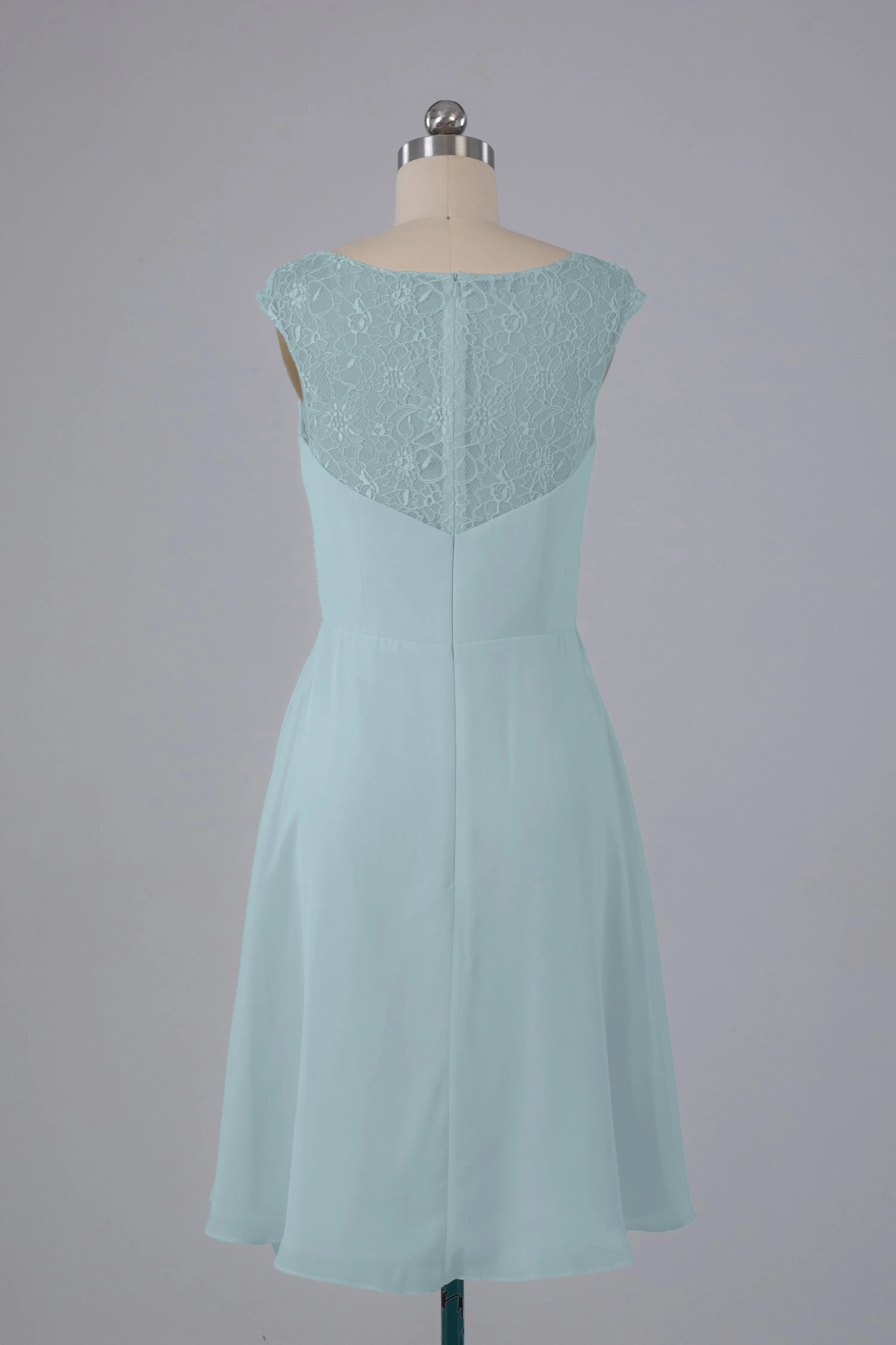 Simple Knee Length V-Neck Chiffon Bridesmaid Dresses
