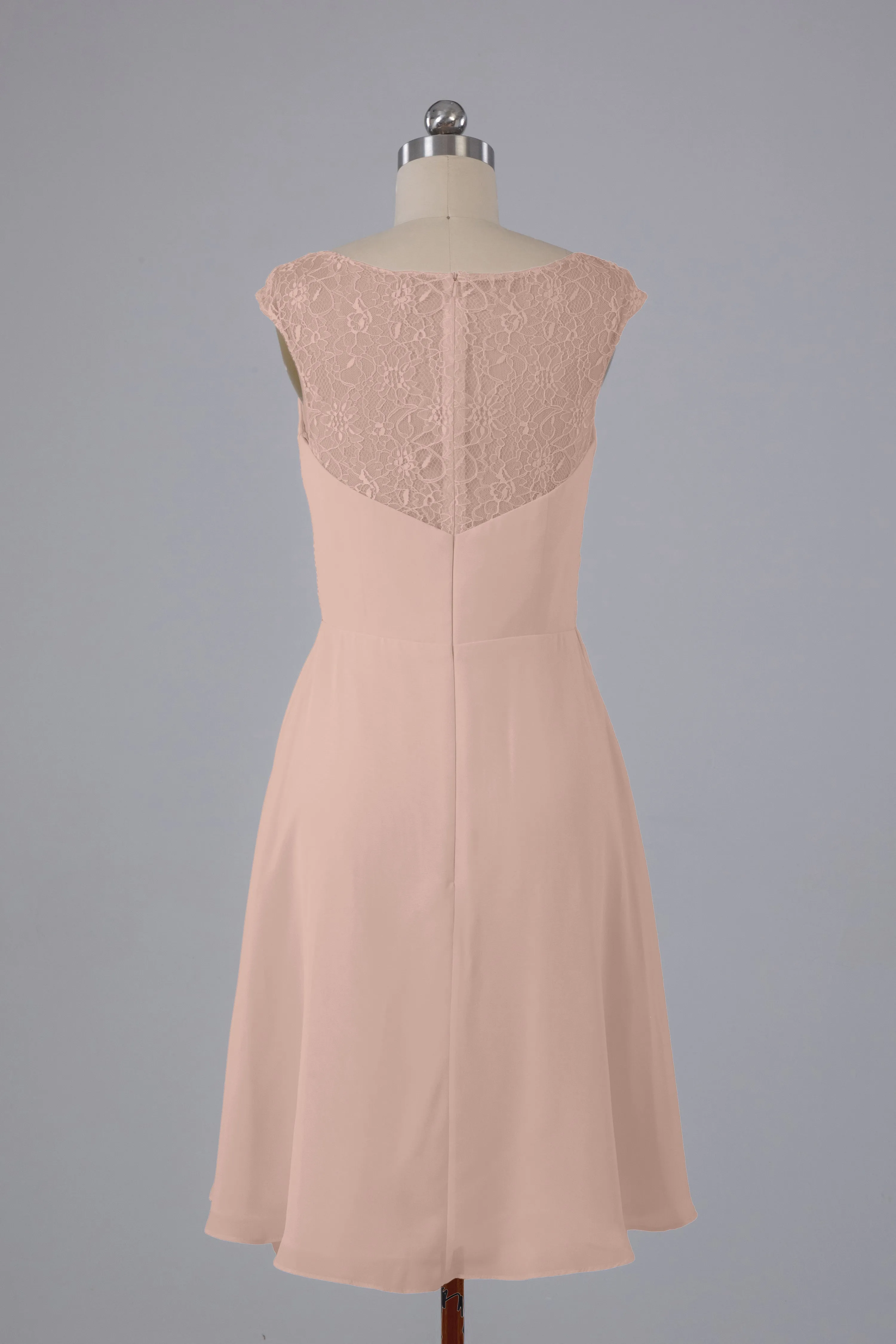 Simple Knee Length V-Neck Chiffon Bridesmaid Dresses