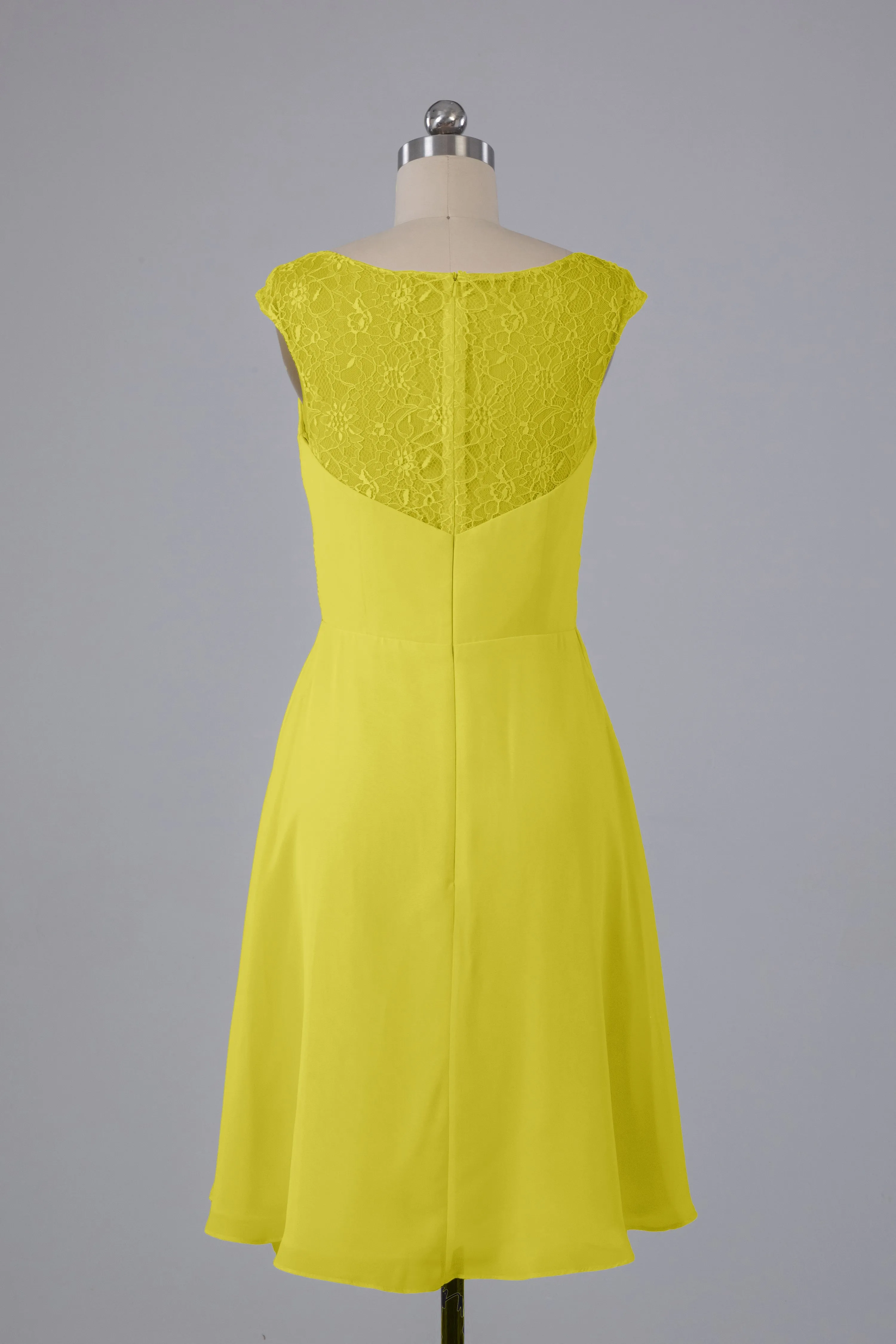Simple Knee Length V-Neck Chiffon Bridesmaid Dresses
