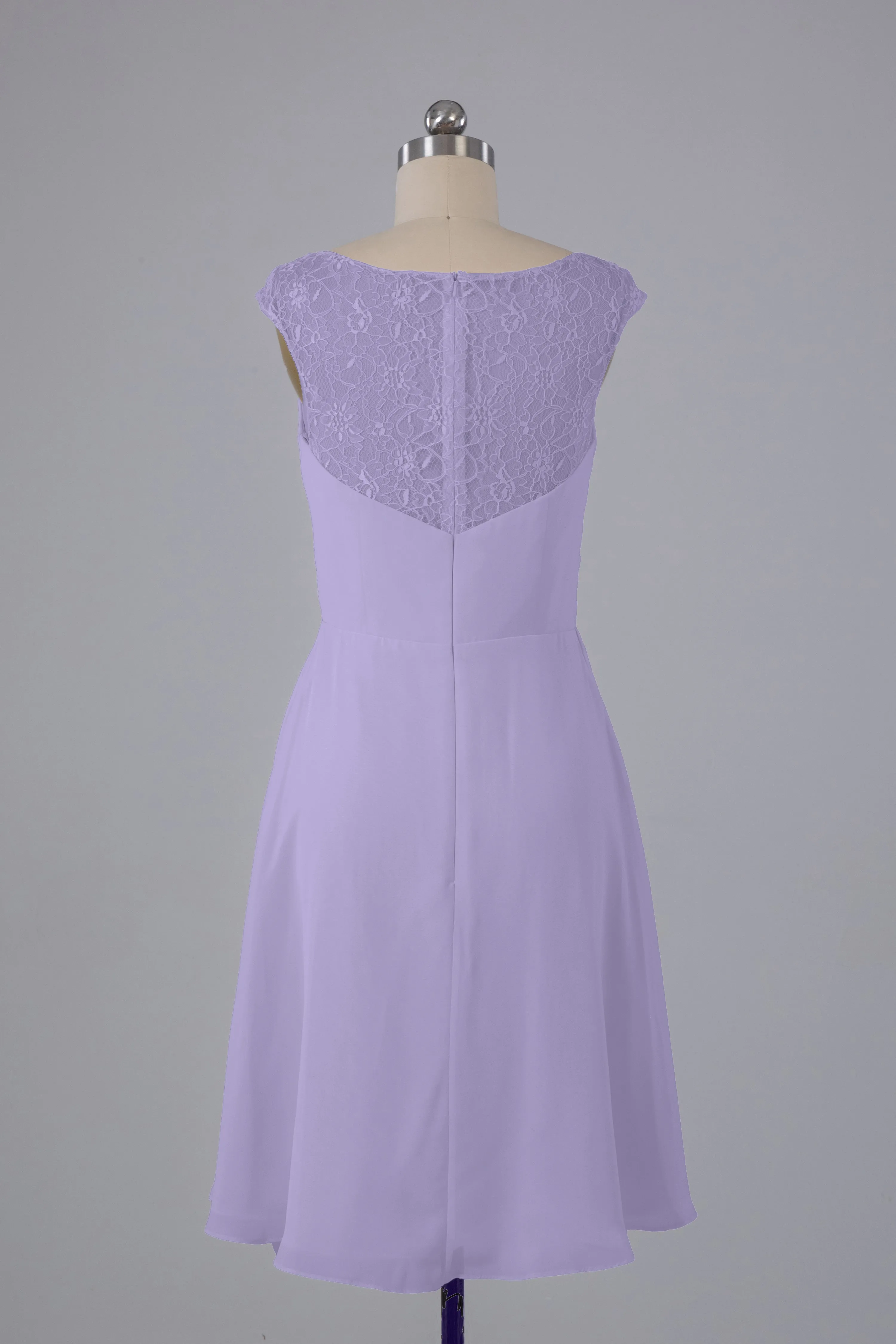 Simple Knee Length V-Neck Chiffon Bridesmaid Dresses