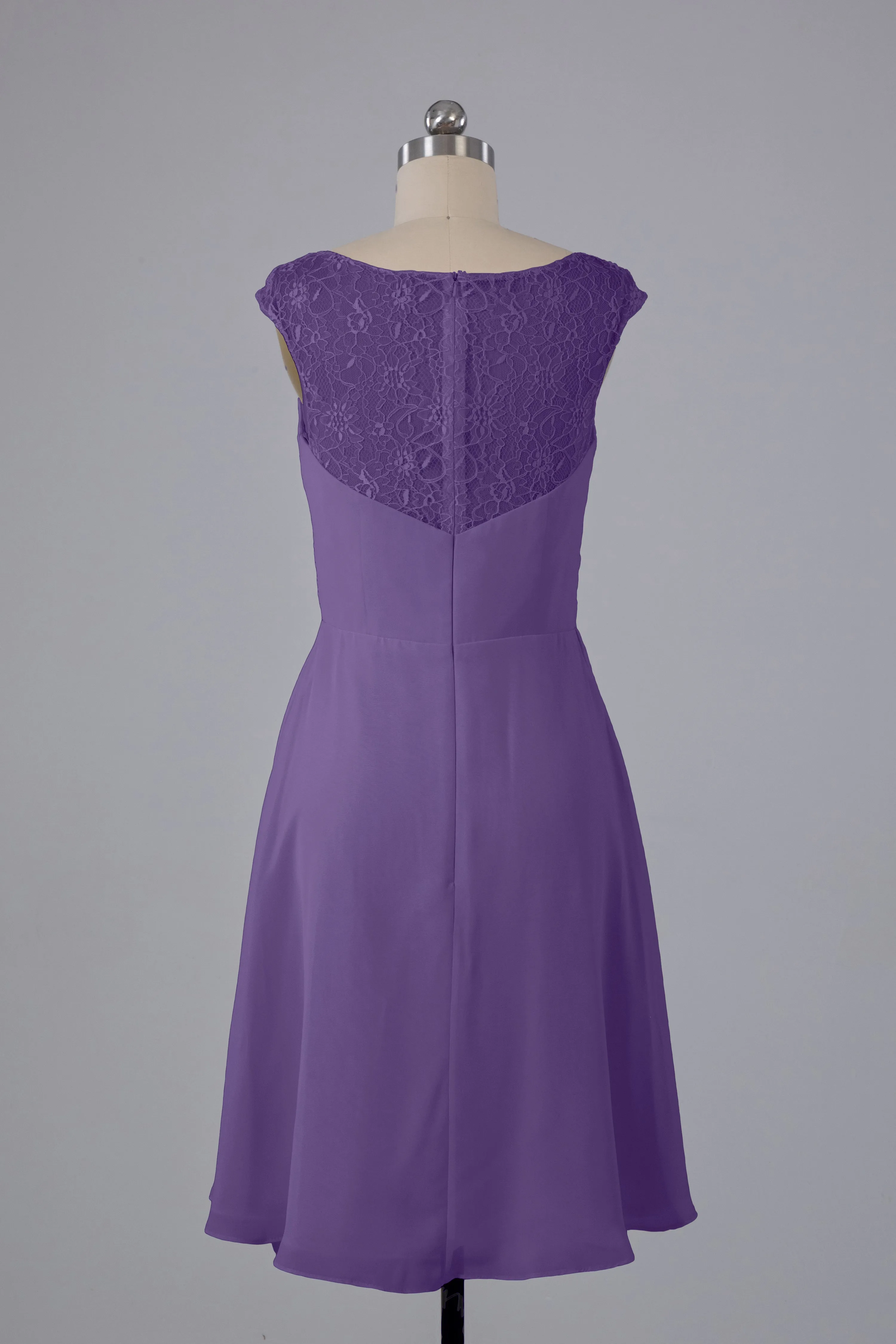 Simple Knee Length V-Neck Chiffon Bridesmaid Dresses