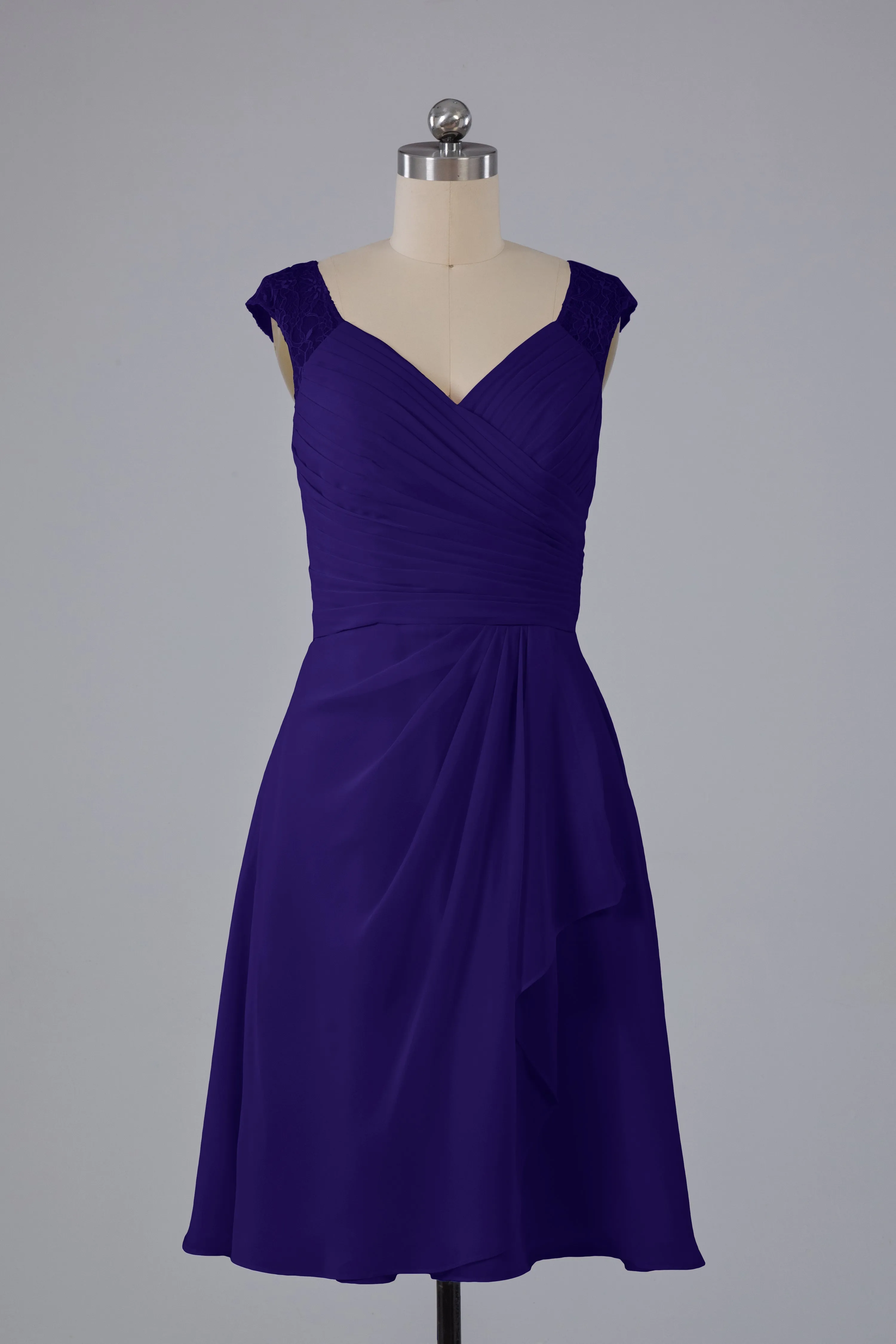 Simple Knee Length V-Neck Chiffon Bridesmaid Dresses