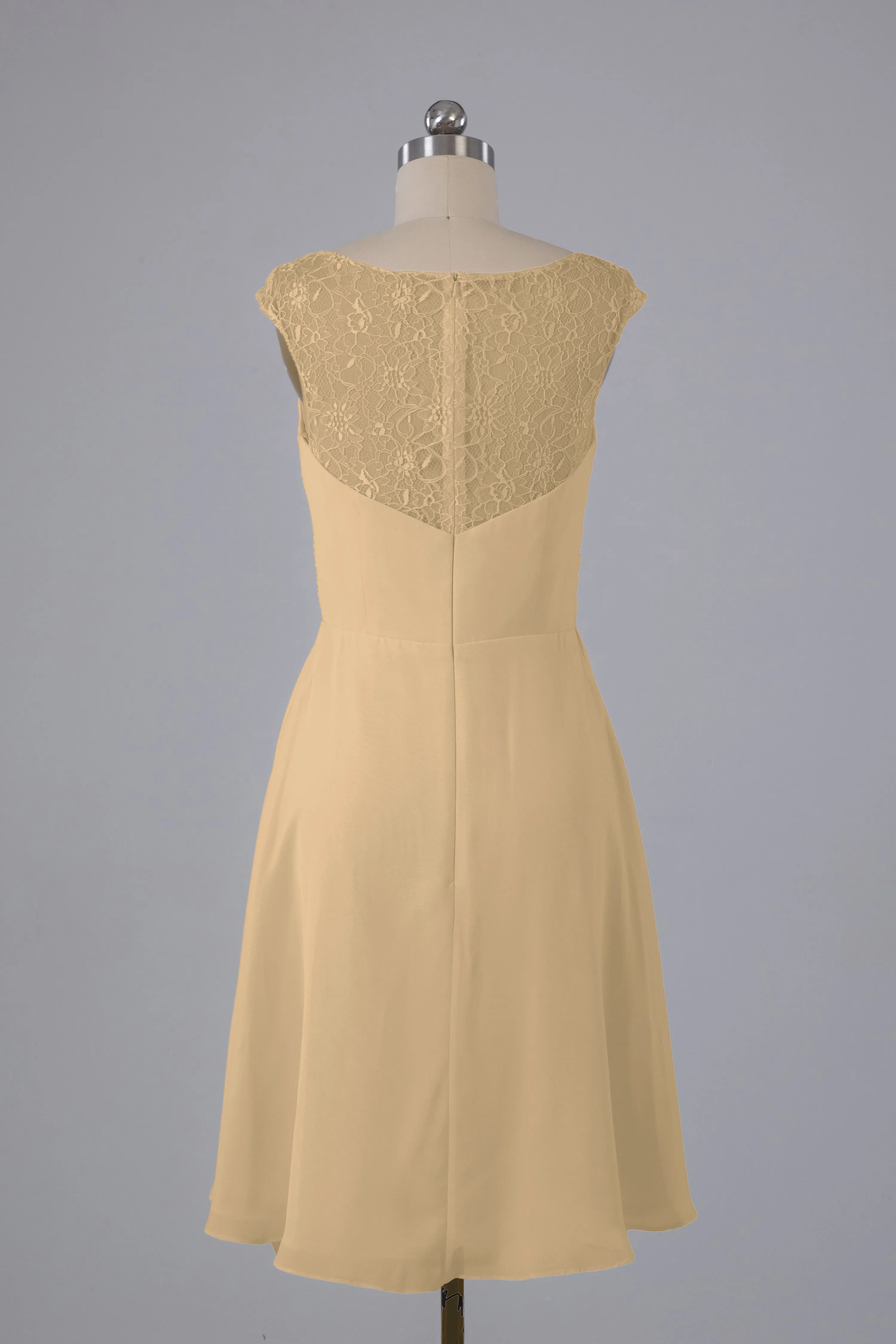 Simple Knee Length V-Neck Chiffon Bridesmaid Dresses