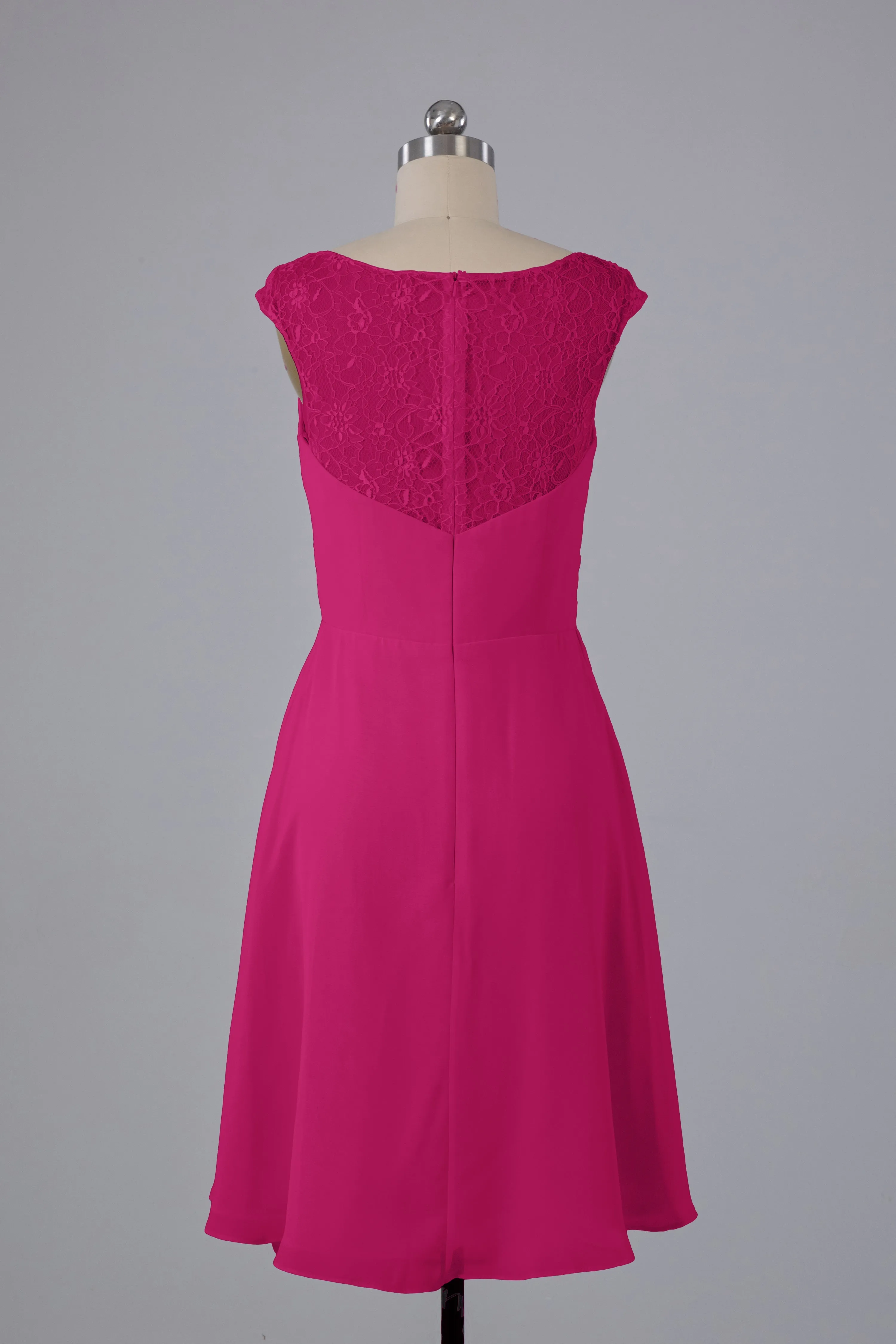 Simple Knee Length V-Neck Chiffon Bridesmaid Dresses