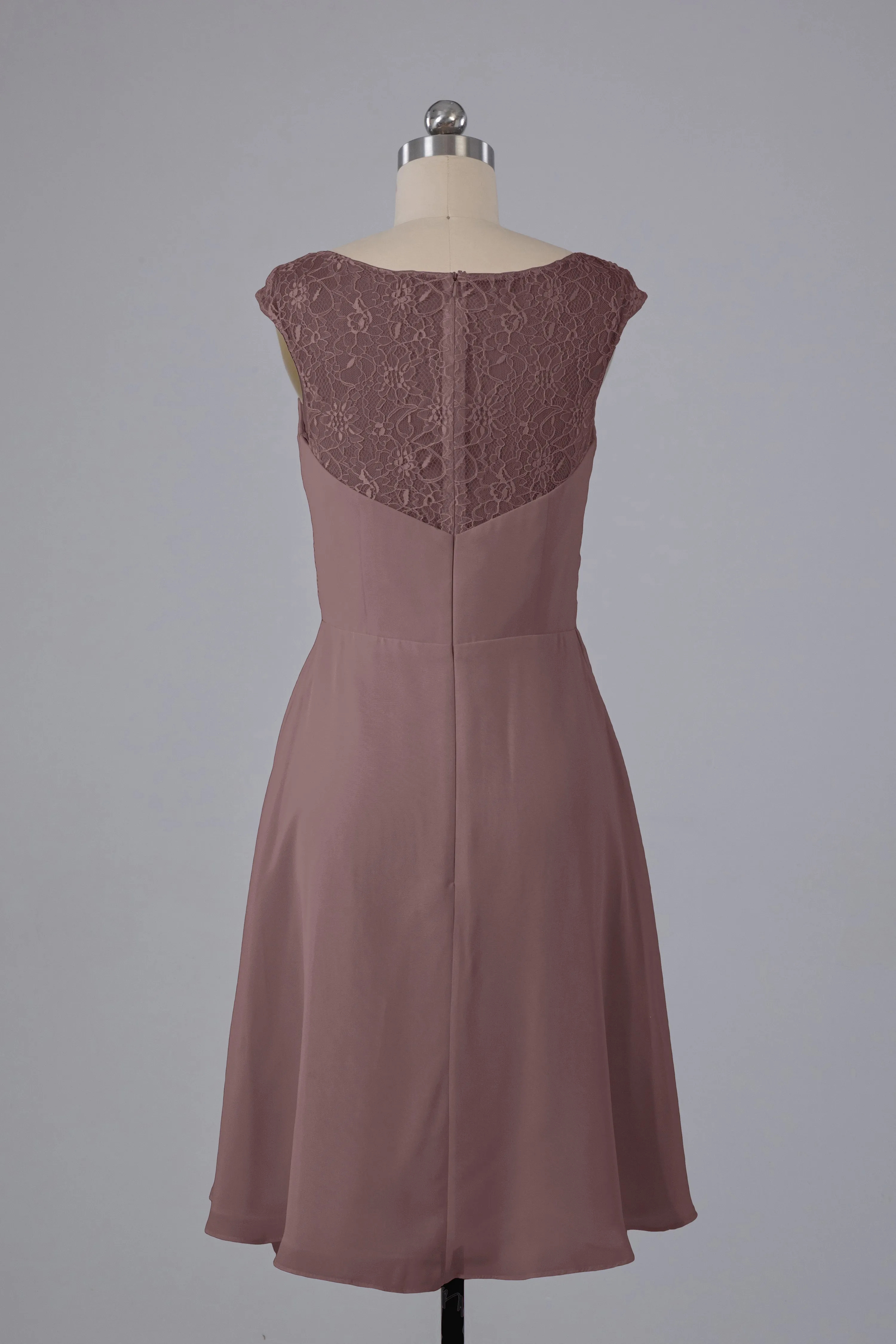 Simple Knee Length V-Neck Chiffon Bridesmaid Dresses