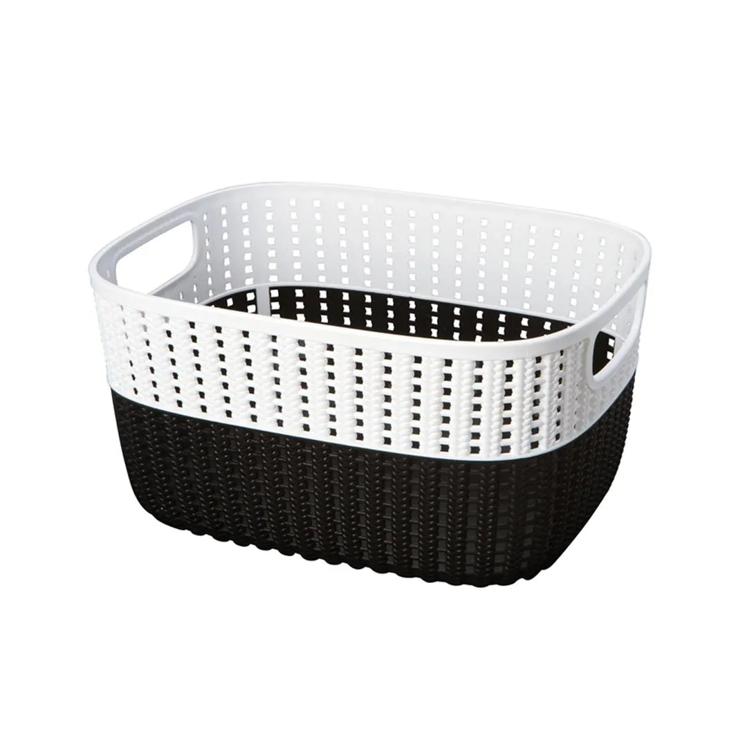 Simplify Small 2-Tone Decorative Storage Basket - Black