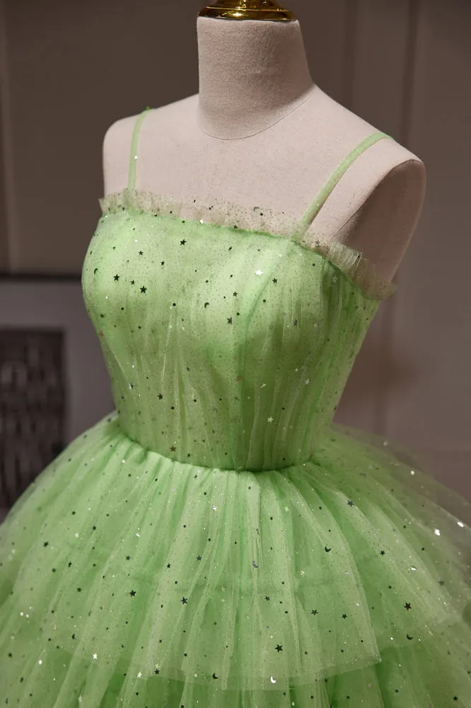 Sparkle Spaghetti Straps Sequins Tulle Short Homecoming Dresses