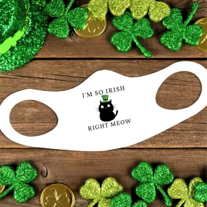 St Patrick's Day Fitted Face Mask - Irish Right Meow