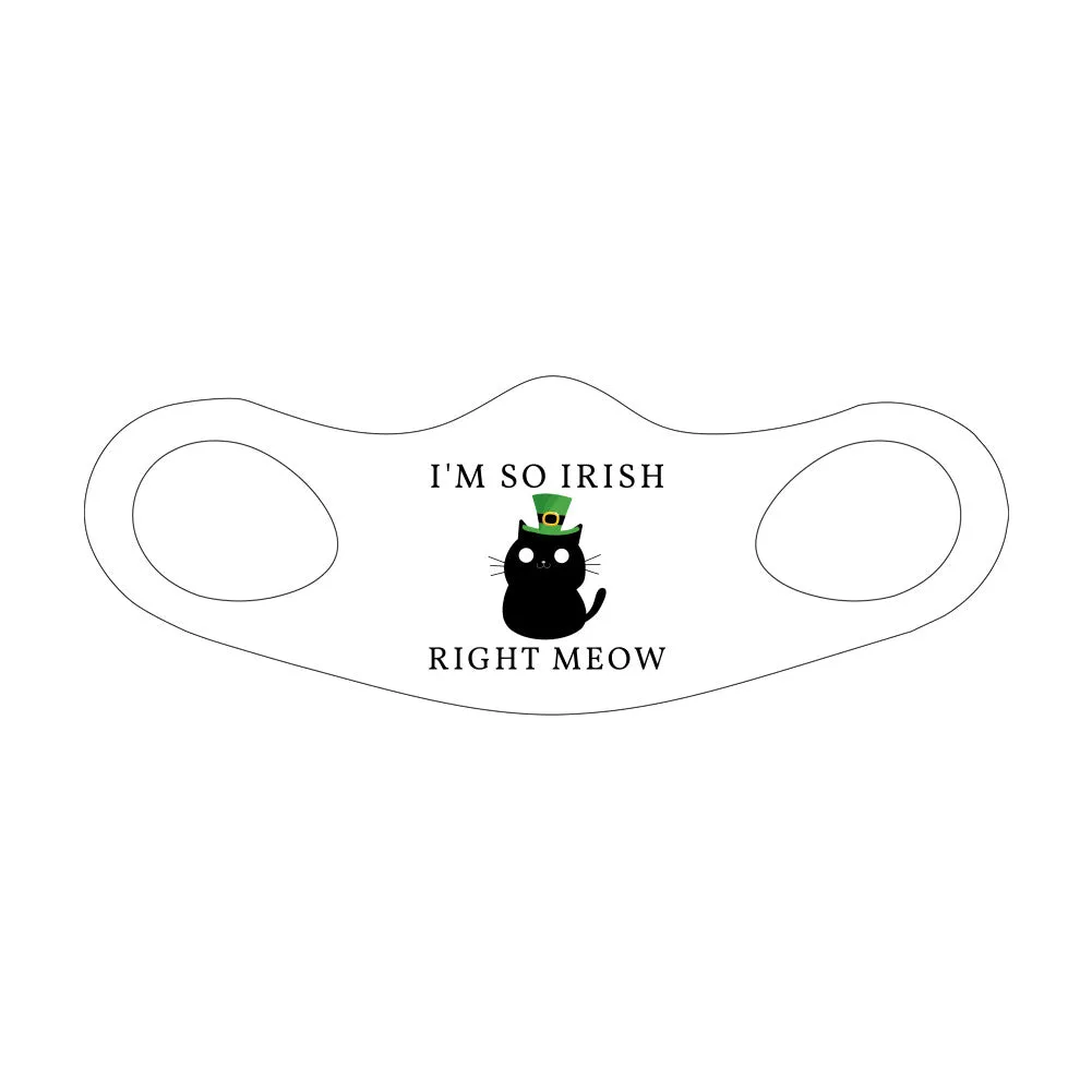 St Patrick's Day Fitted Face Mask - Irish Right Meow