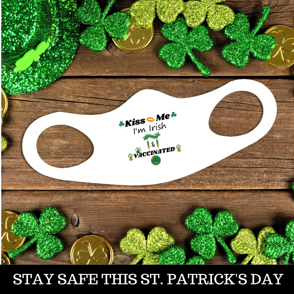 St. Patrick's Day Fitted Face Mask - Kiss Me